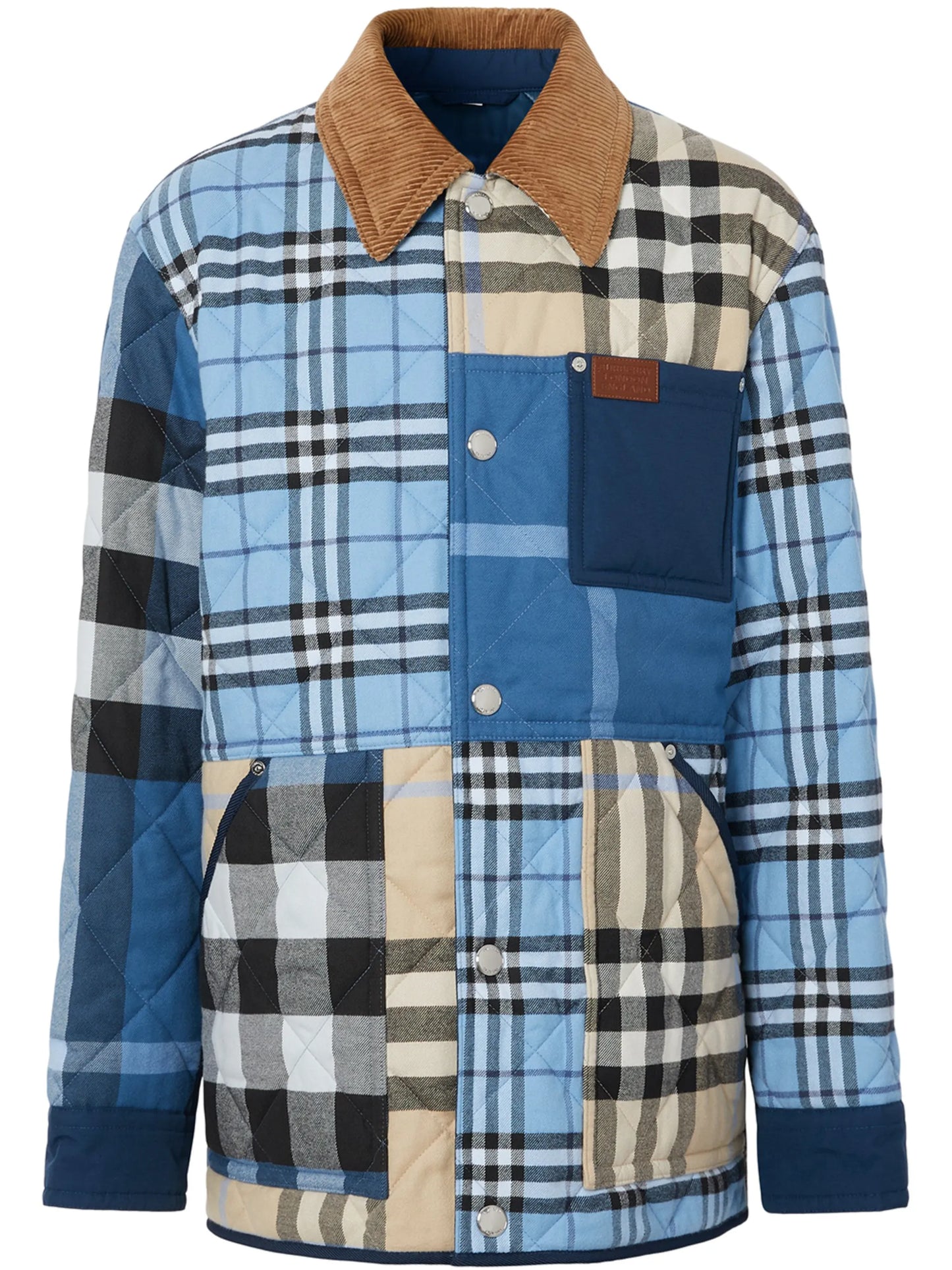 patchwork check shirt jacket
