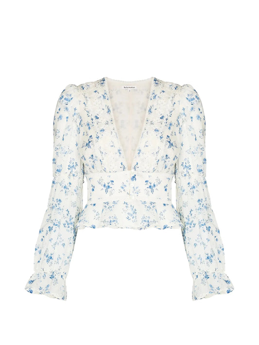 Meadowlark V-neck cropped blouse