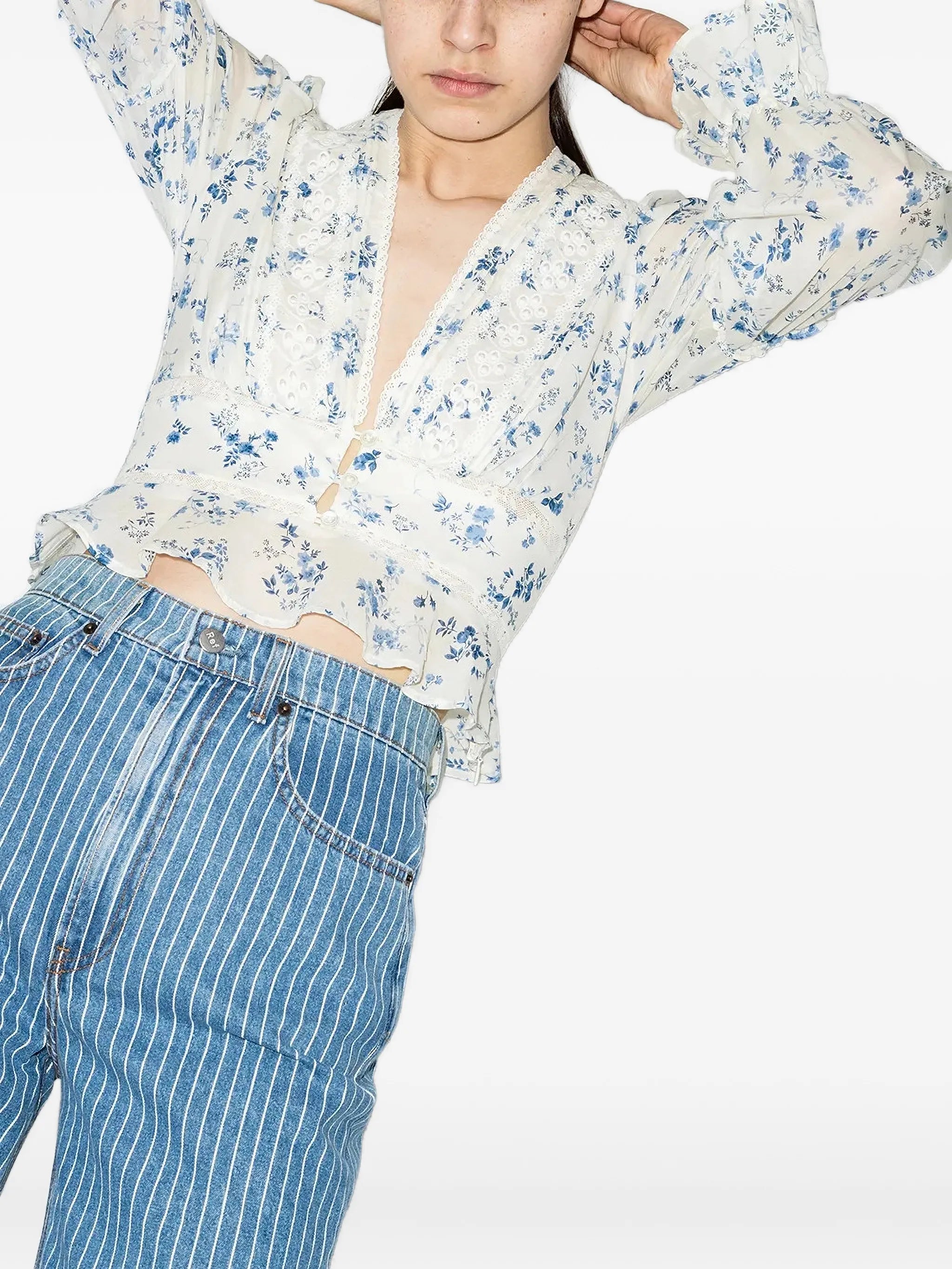 Meadowlark V-neck cropped blouse