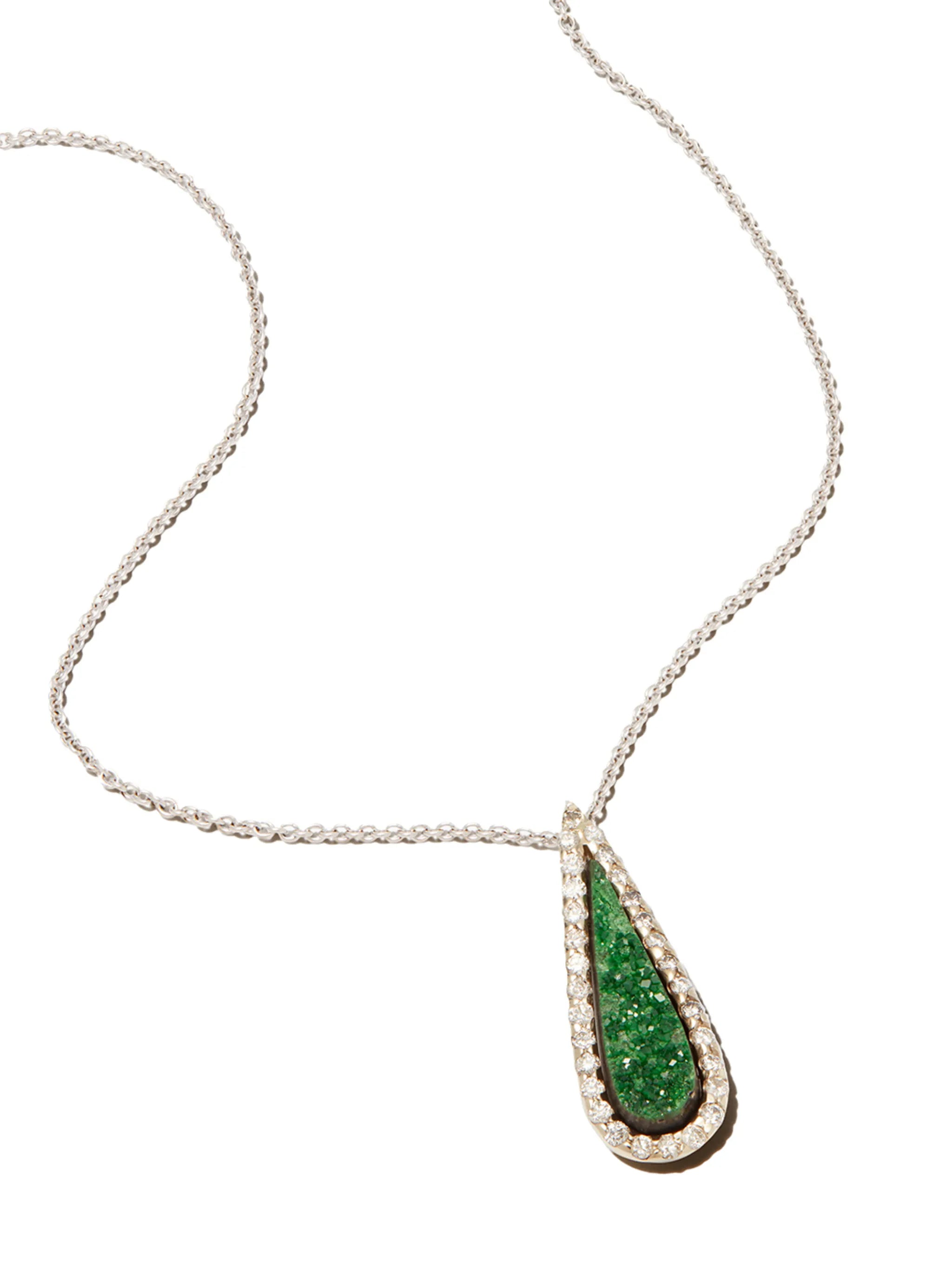 18kt white gold garnet and diamond necklace