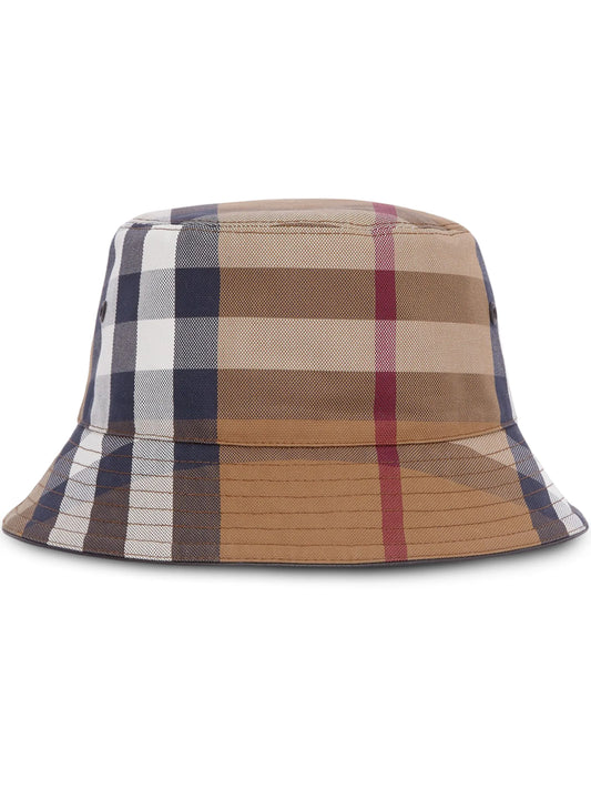 check cotton-canvas bucket hat