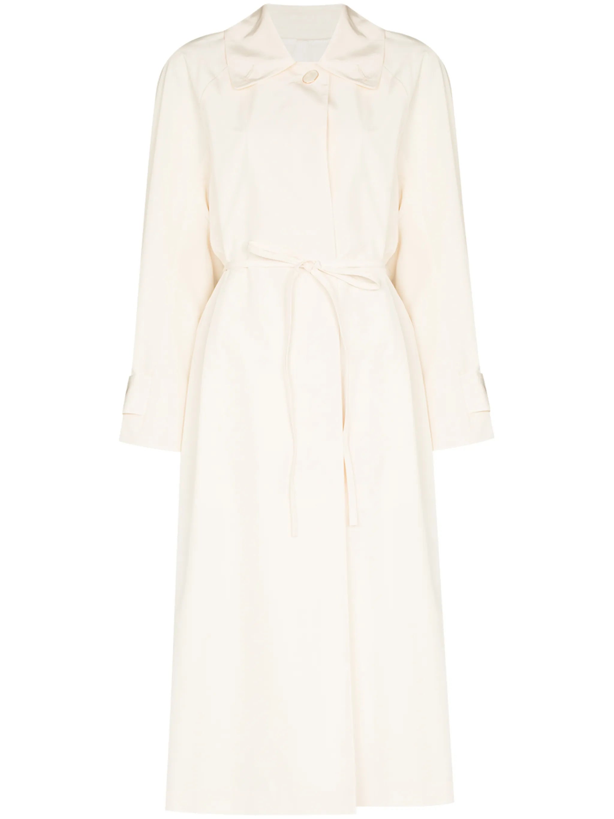 funnel-neck belted trench coat