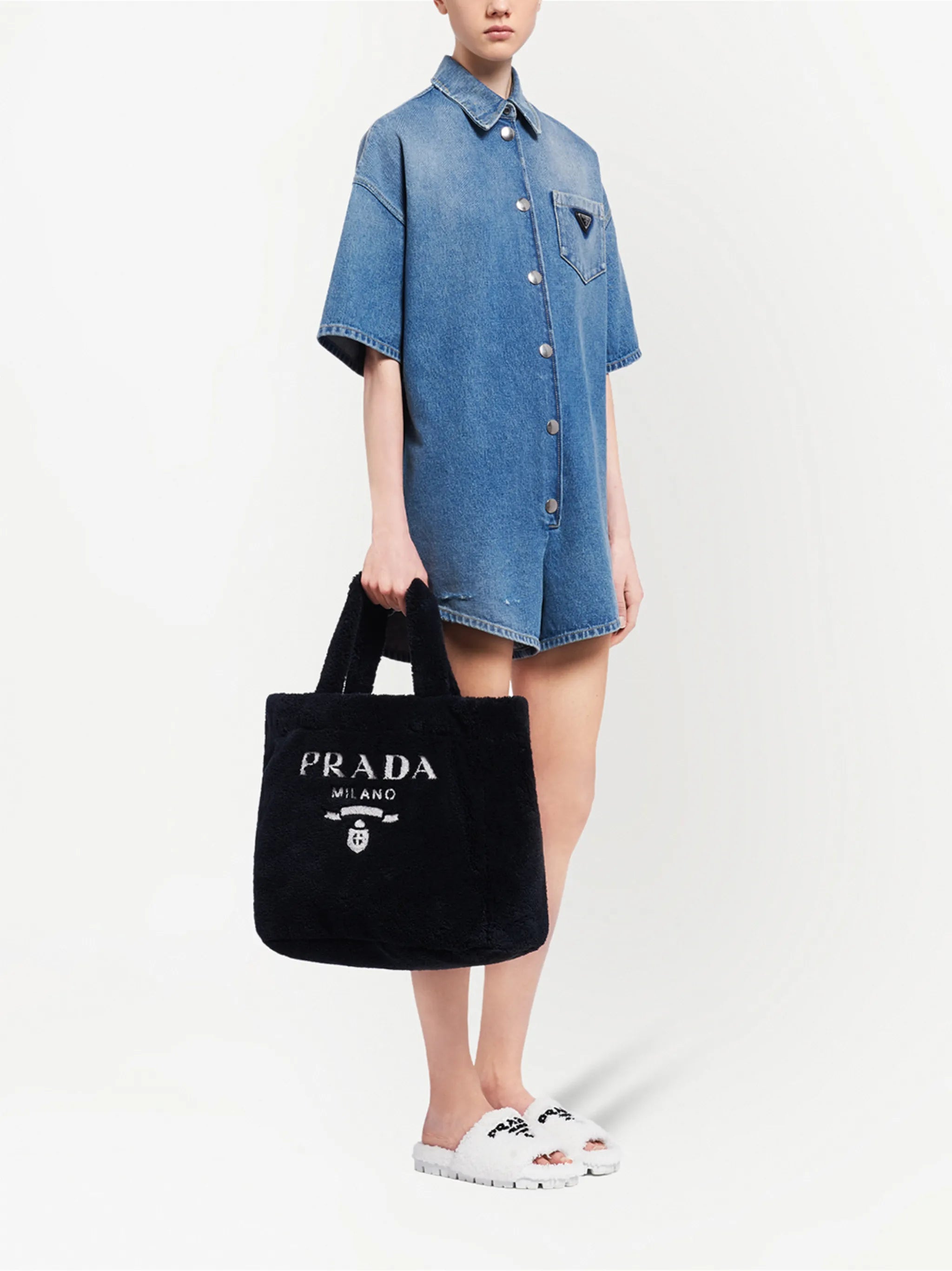 logo-print terry-cloth tote bag