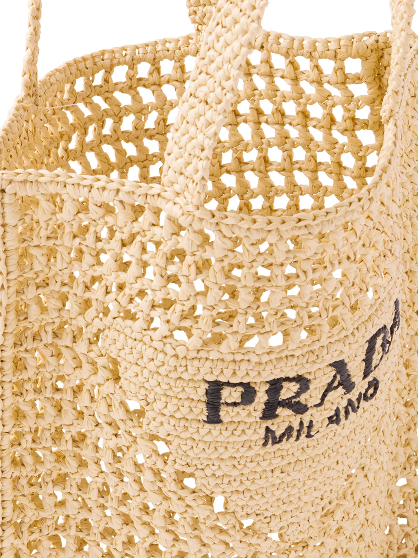 woven-logo raffia tote bag