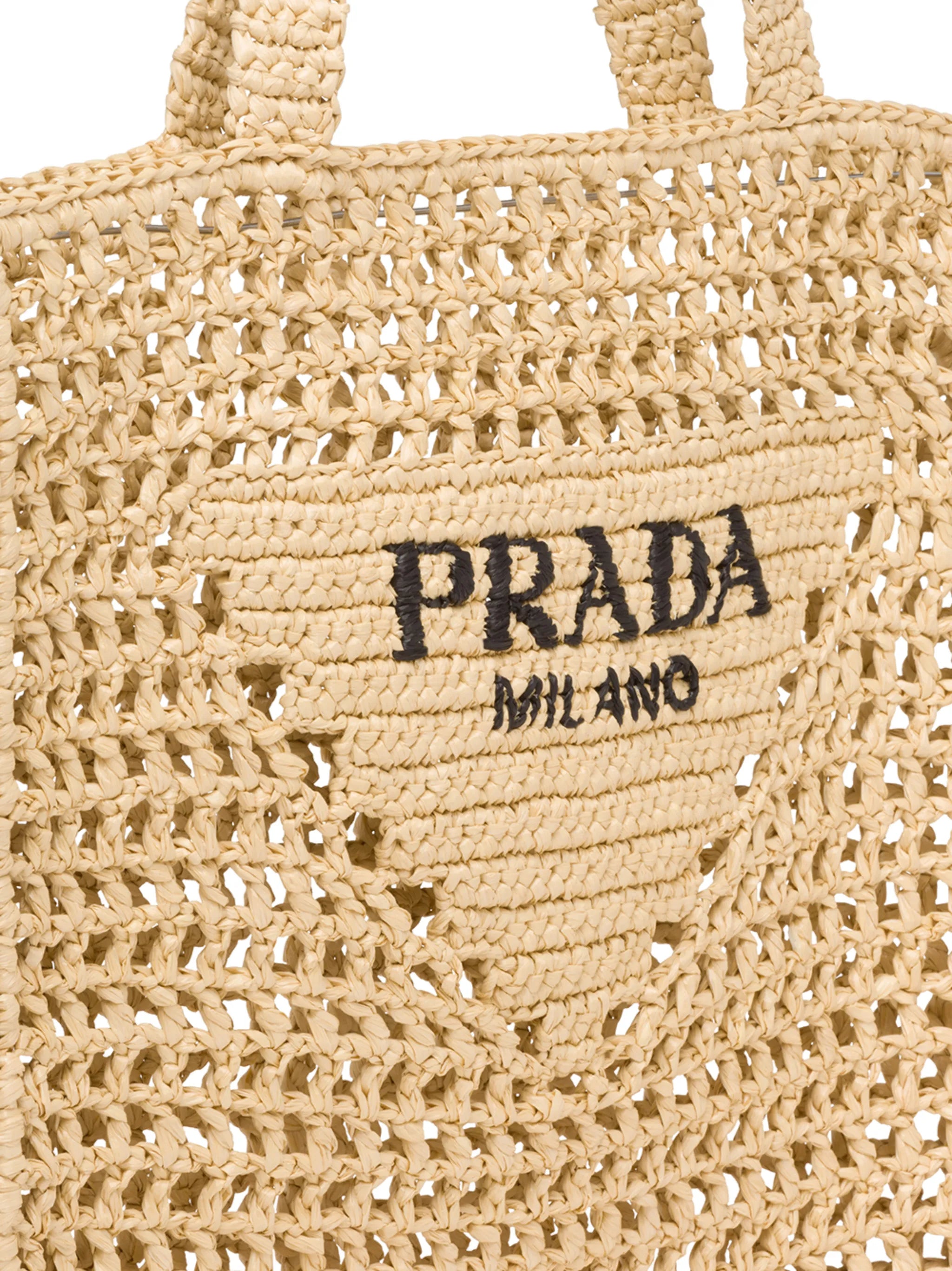 woven-logo raffia tote bag