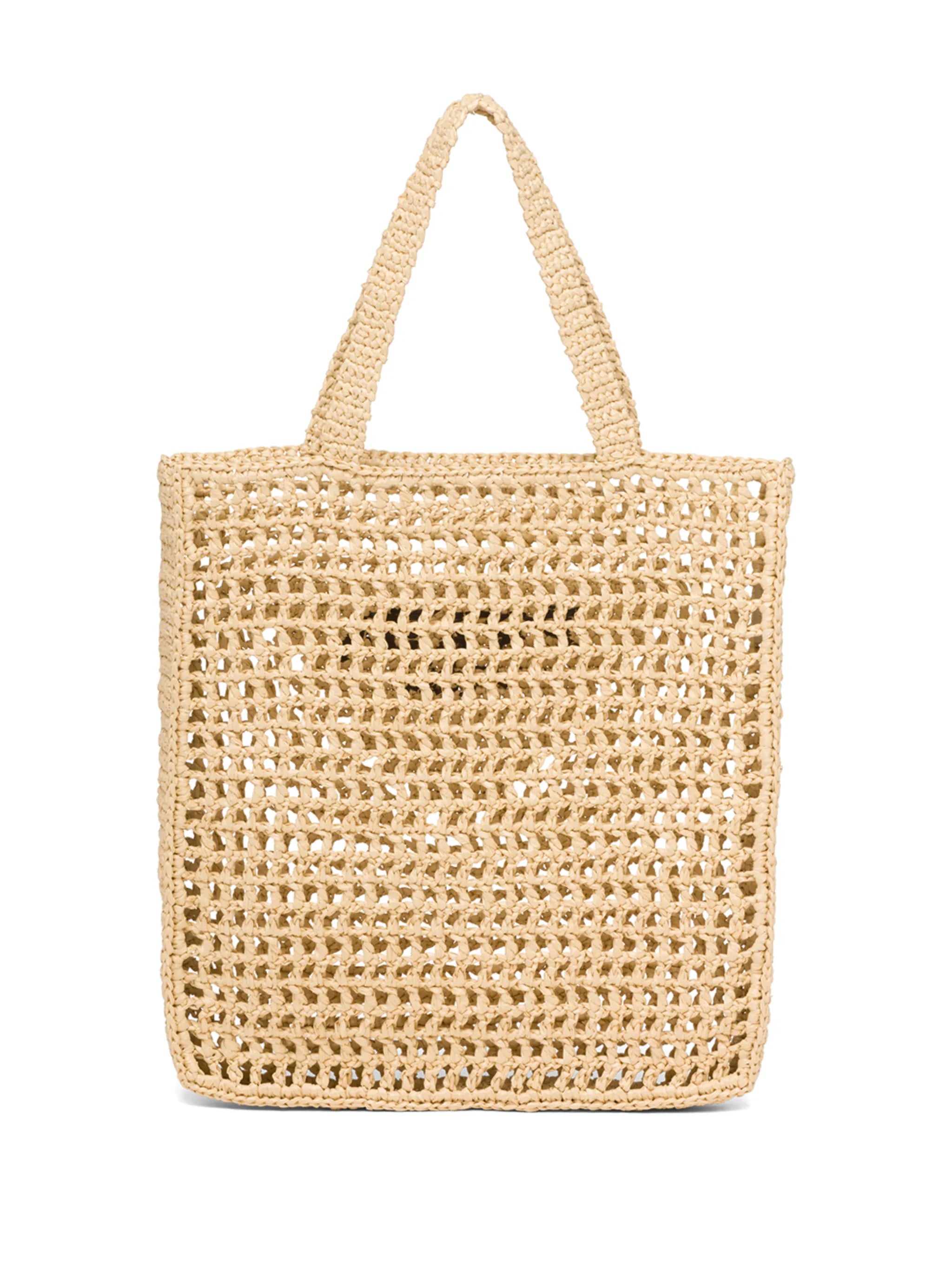 woven-logo raffia tote bag