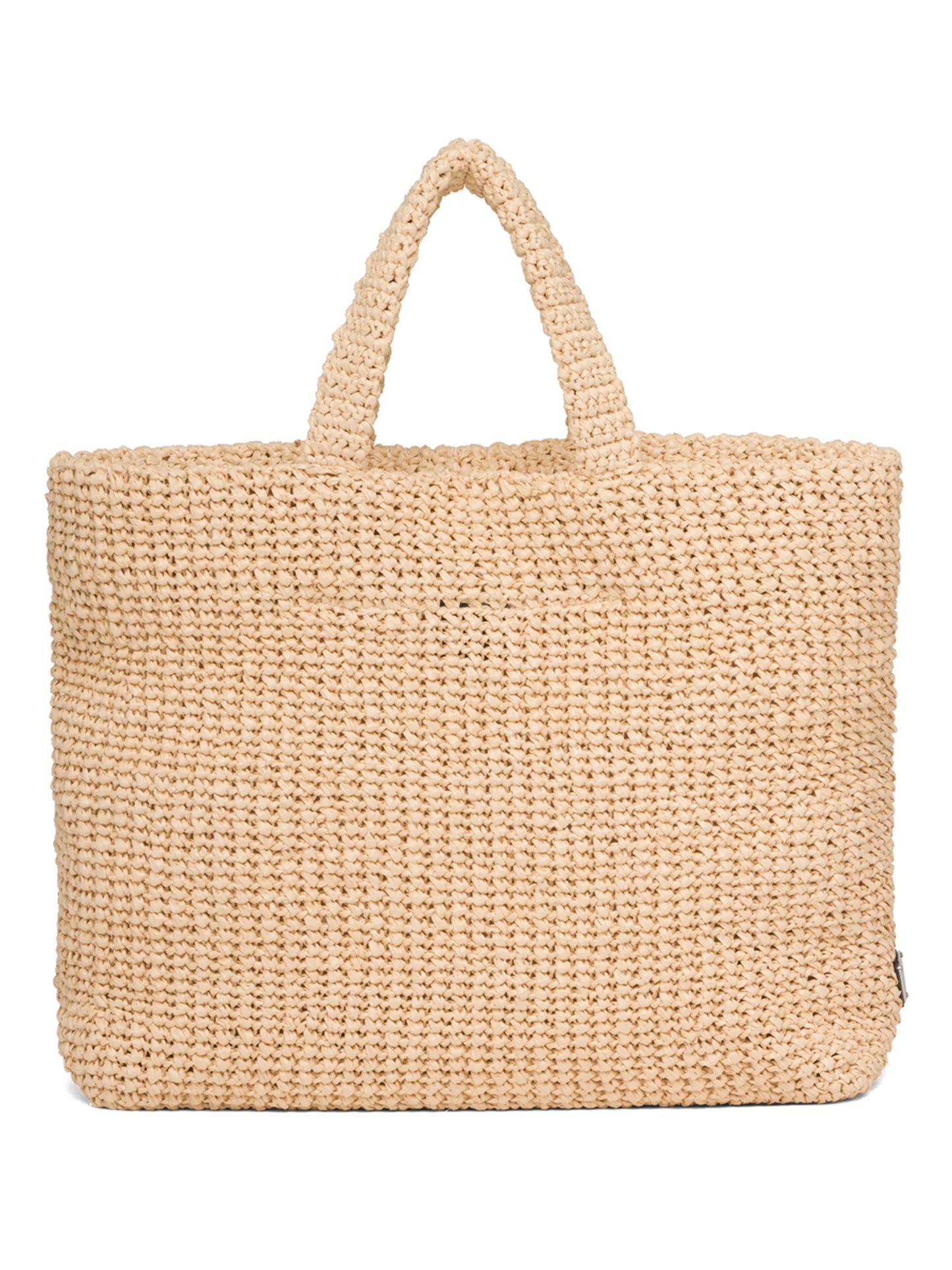 logo-embroidered raffia tote bag