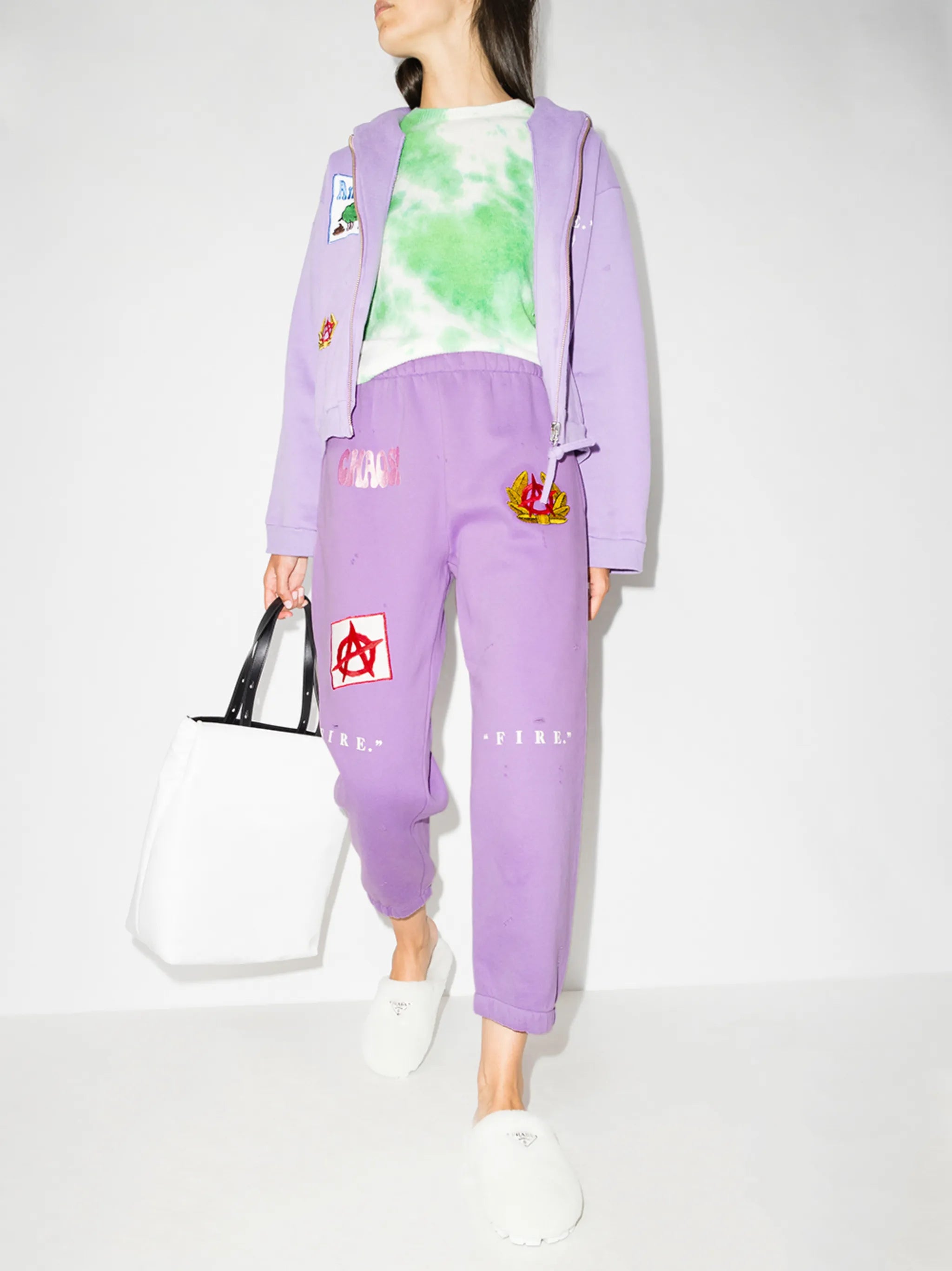 Fire wide leg track trousers