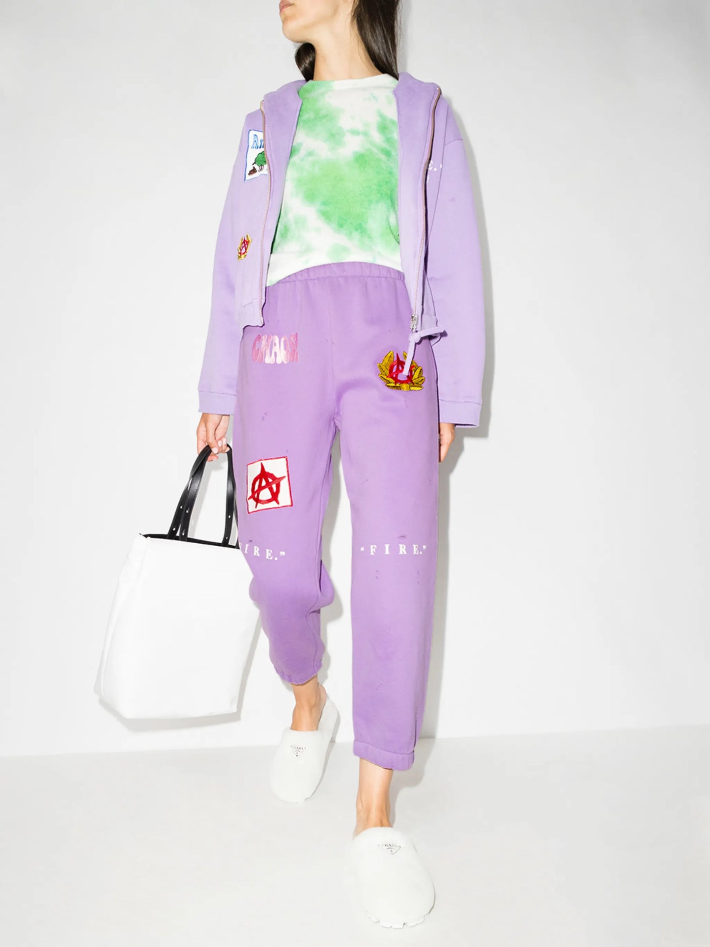 Fire wide leg track trousers