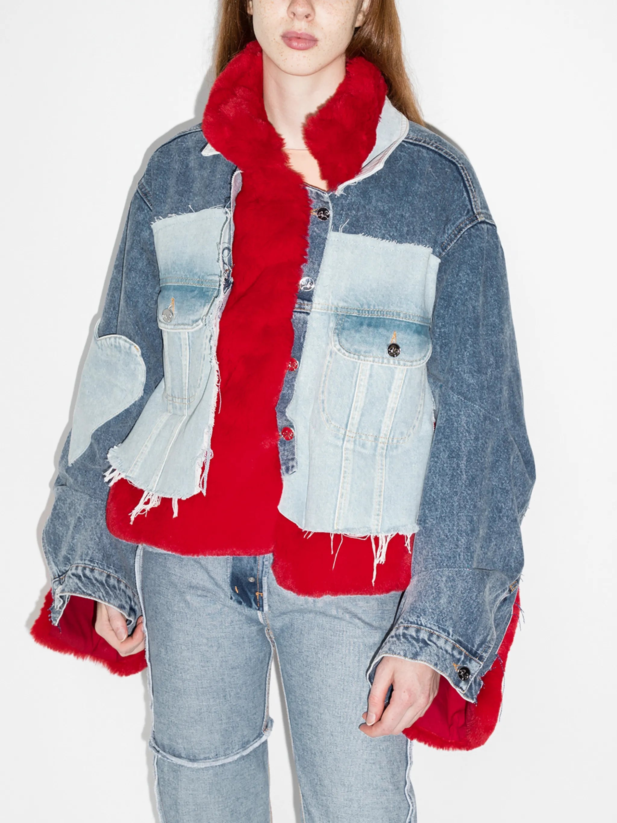 faux fur denim jacket