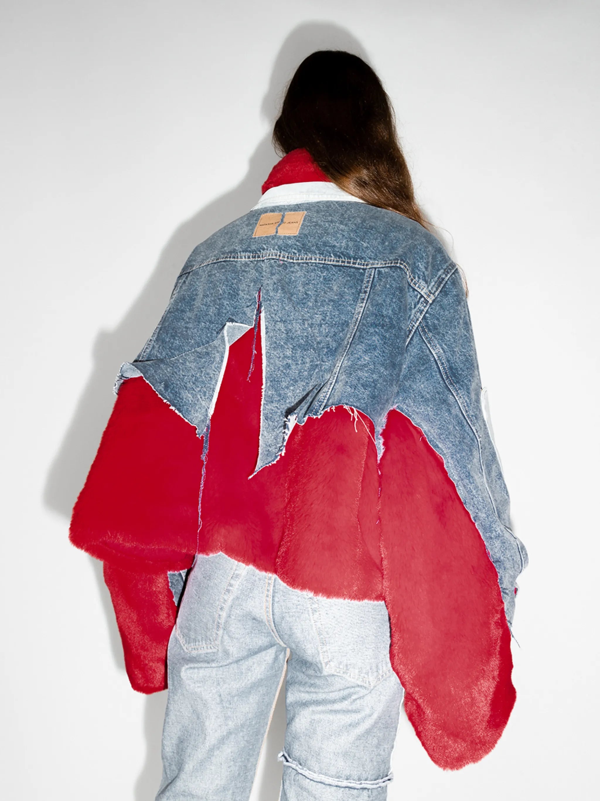 faux fur denim jacket