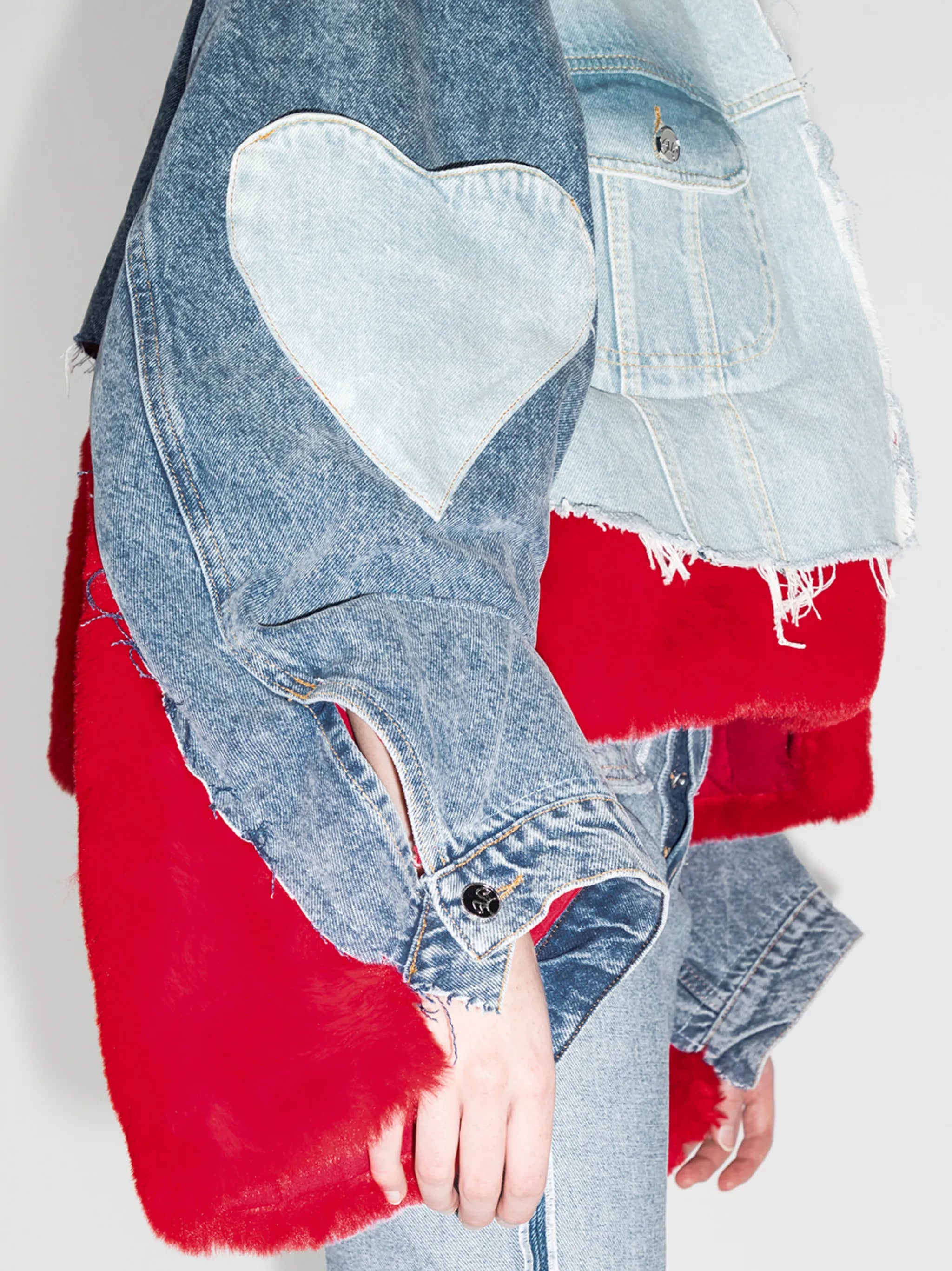faux fur denim jacket