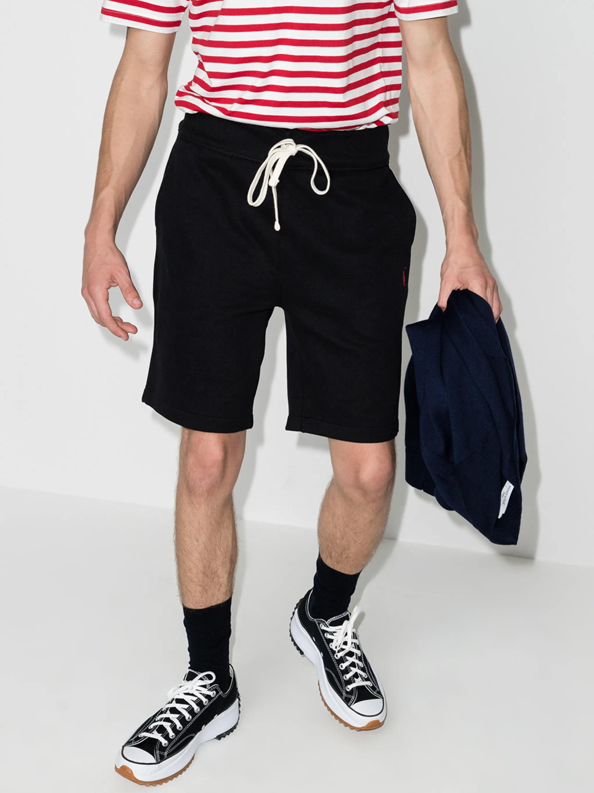 drawstring cotton-blend shorts