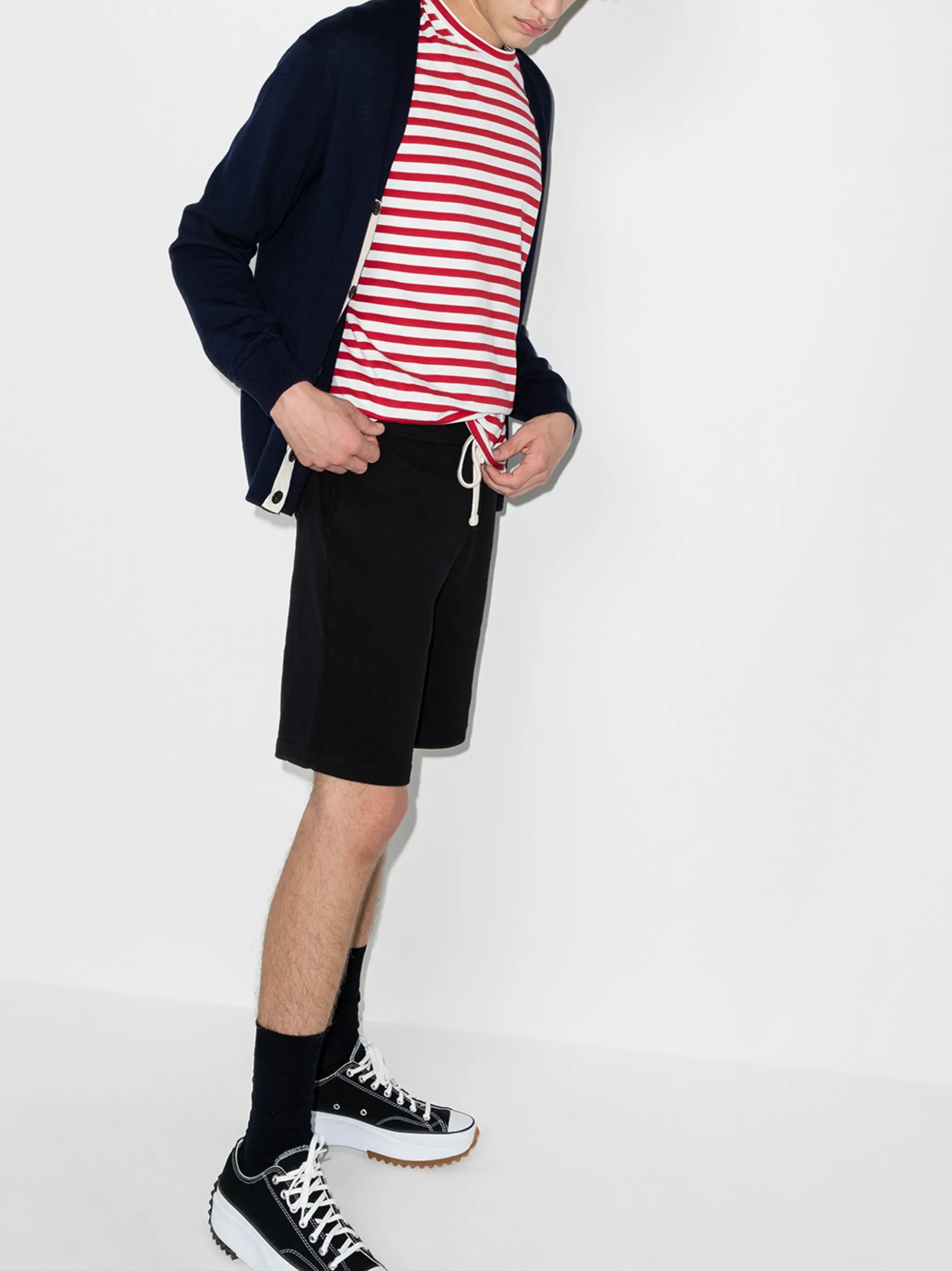 drawstring cotton-blend shorts