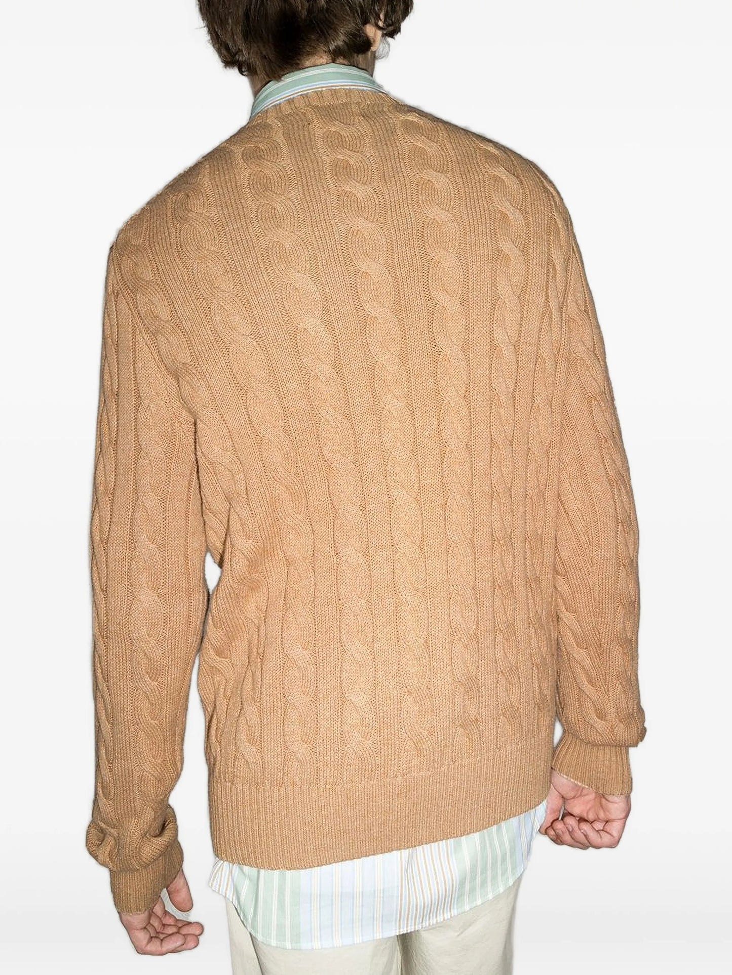 logo-embroidered cable-knit jumper