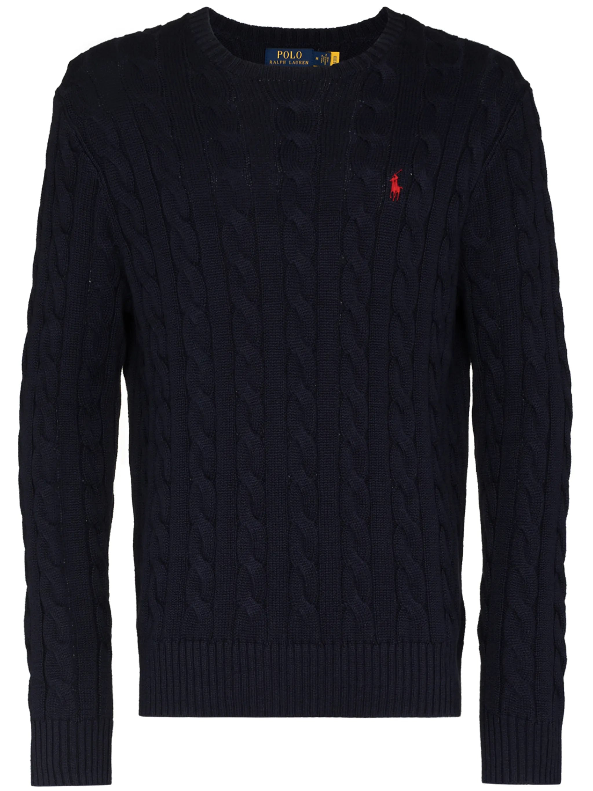 logo-embroidered cable-knit jumper