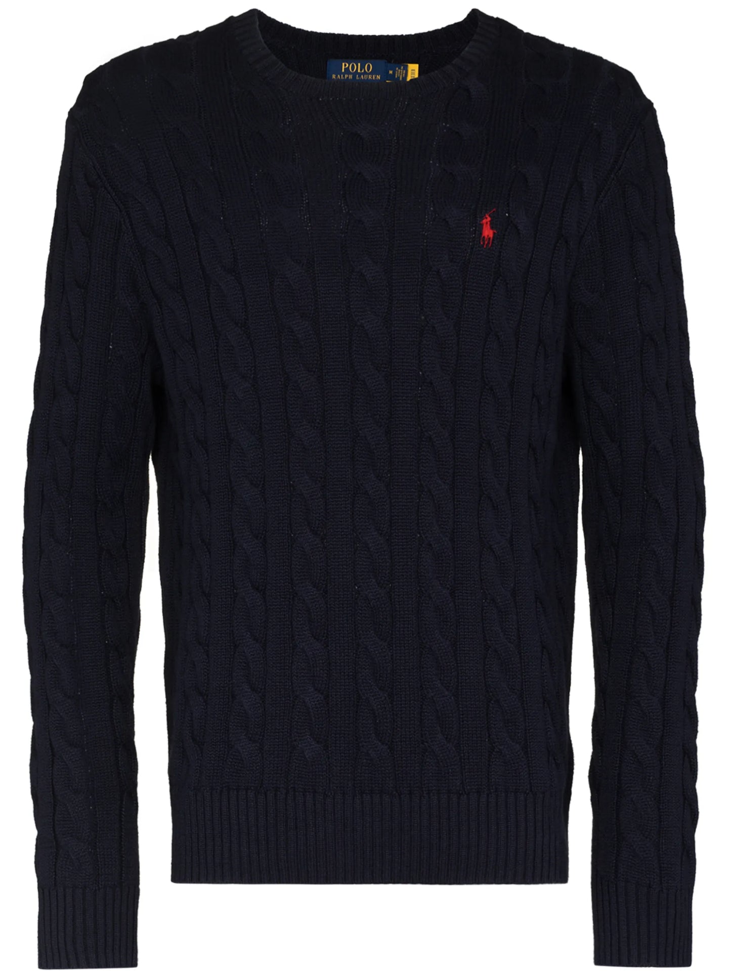 logo-embroidered cable-knit jumper