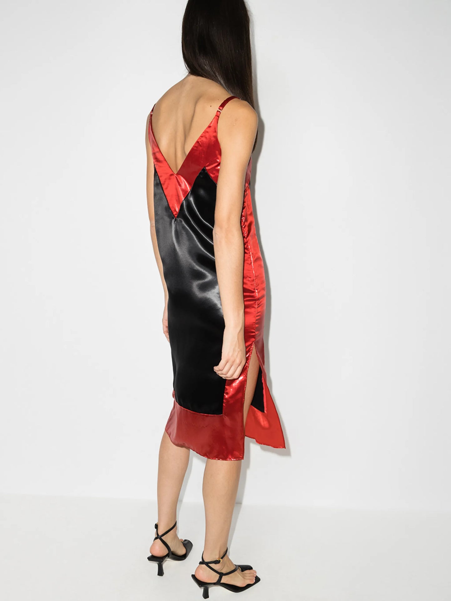 panelled midi slip dress