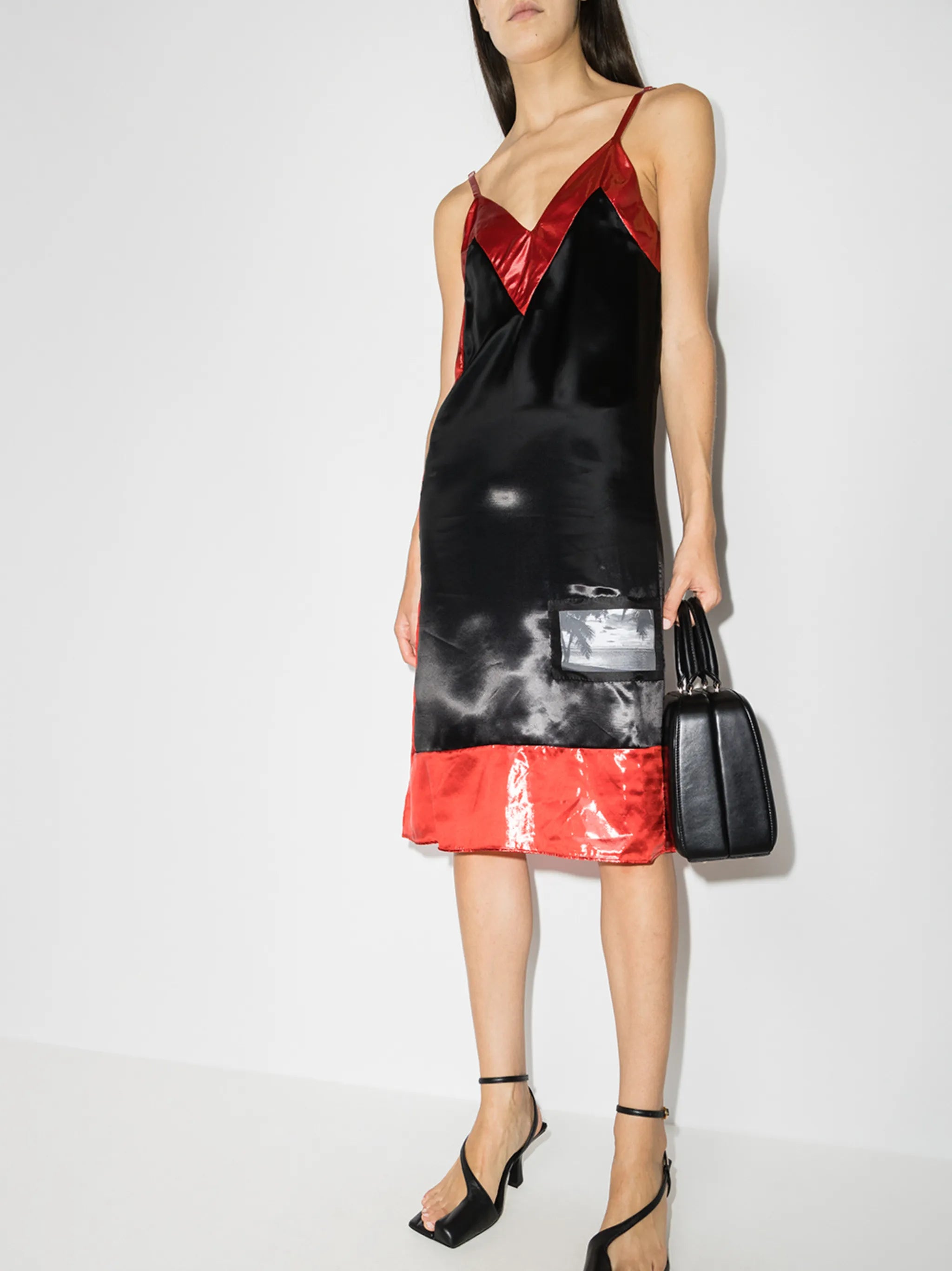 panelled midi slip dress