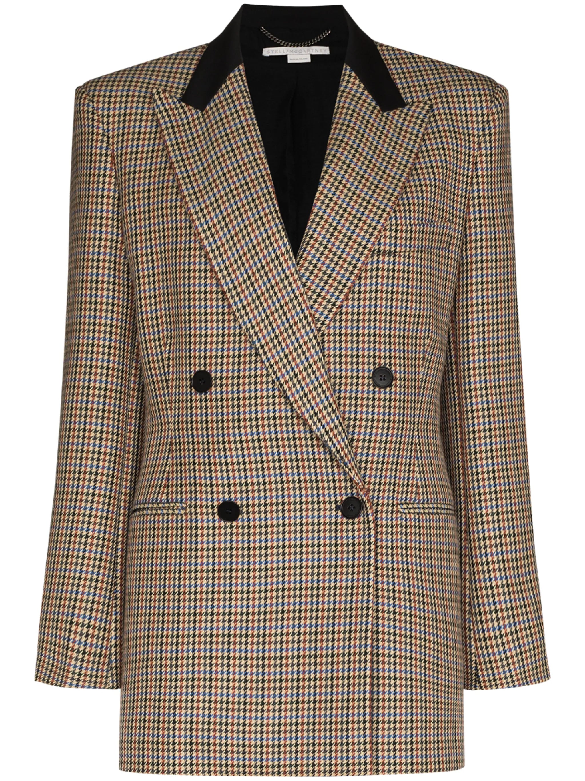 double-breasted houndstooth blazer