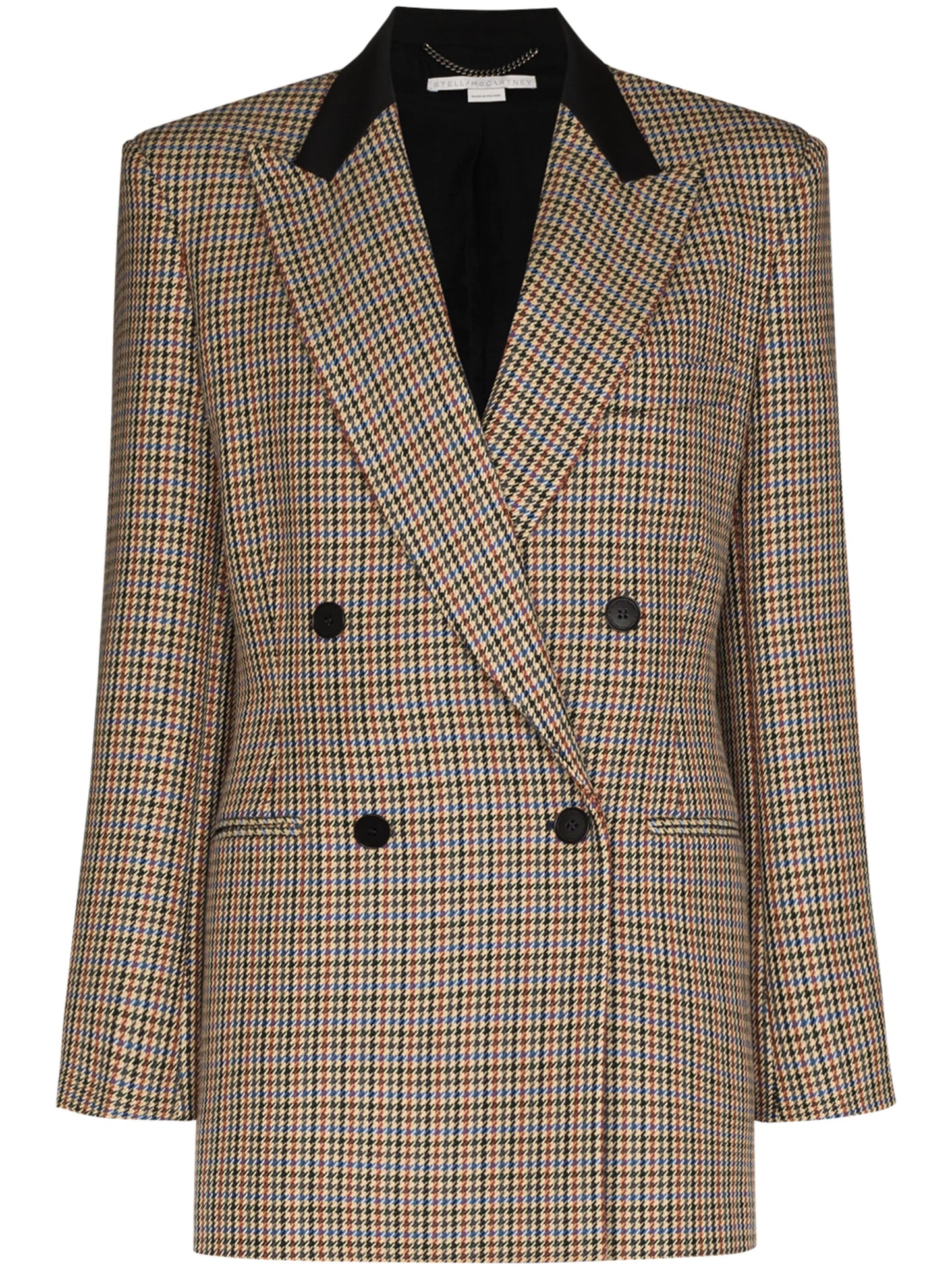 double-breasted houndstooth blazer