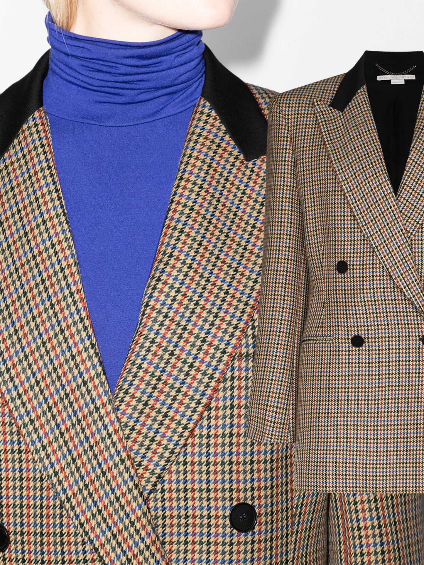 double-breasted houndstooth blazer