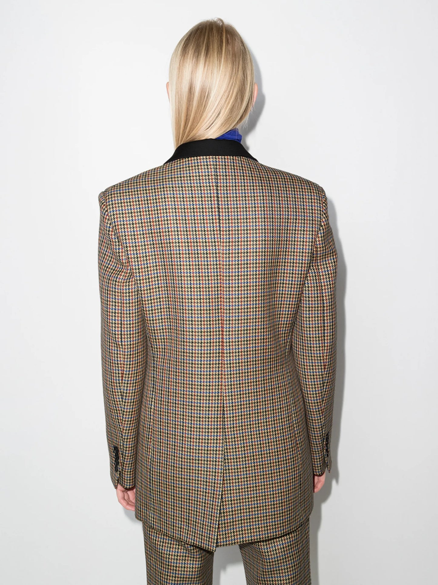 double-breasted houndstooth blazer