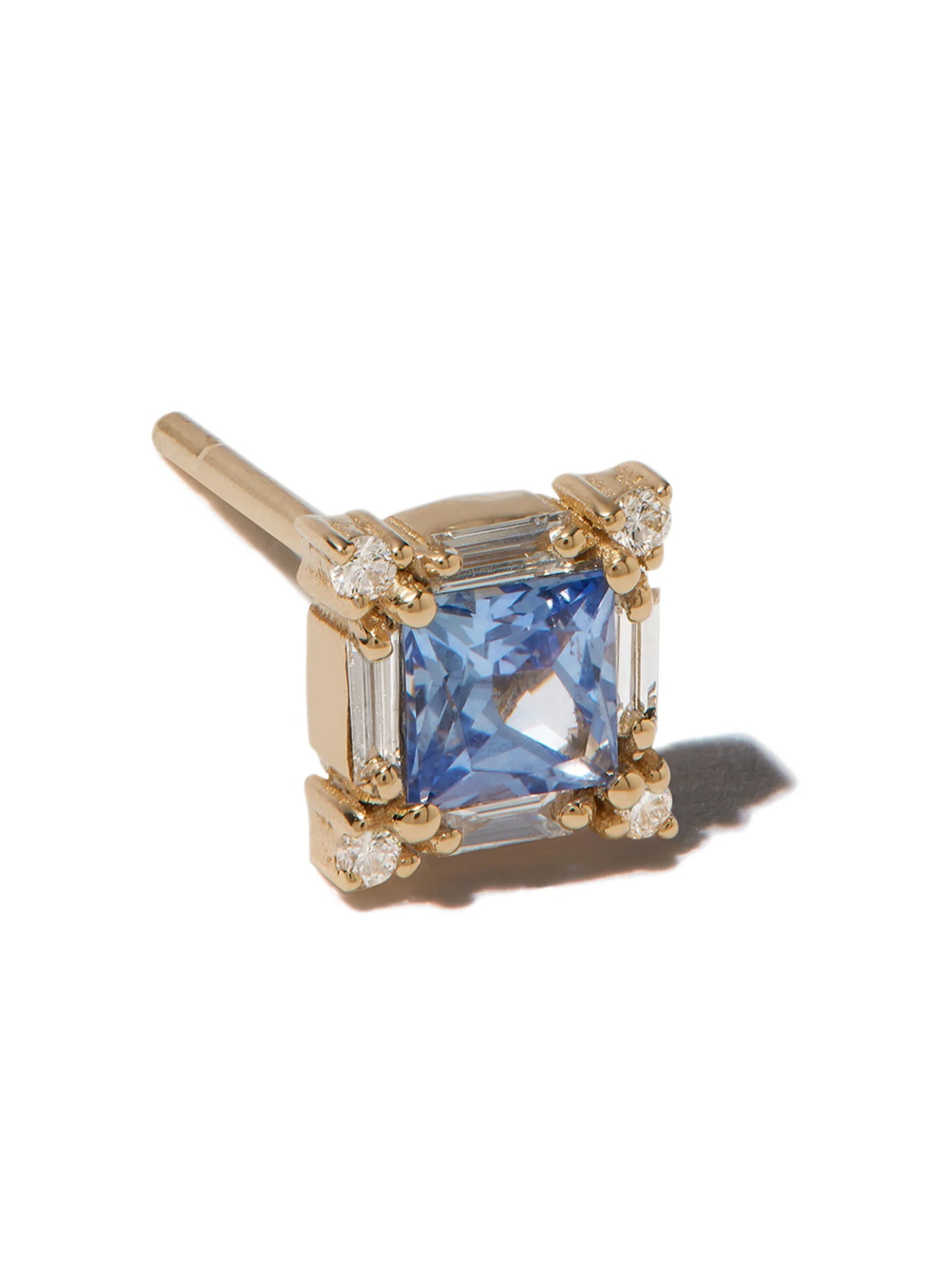 18K yellow gold sapphire diamond stud earrings