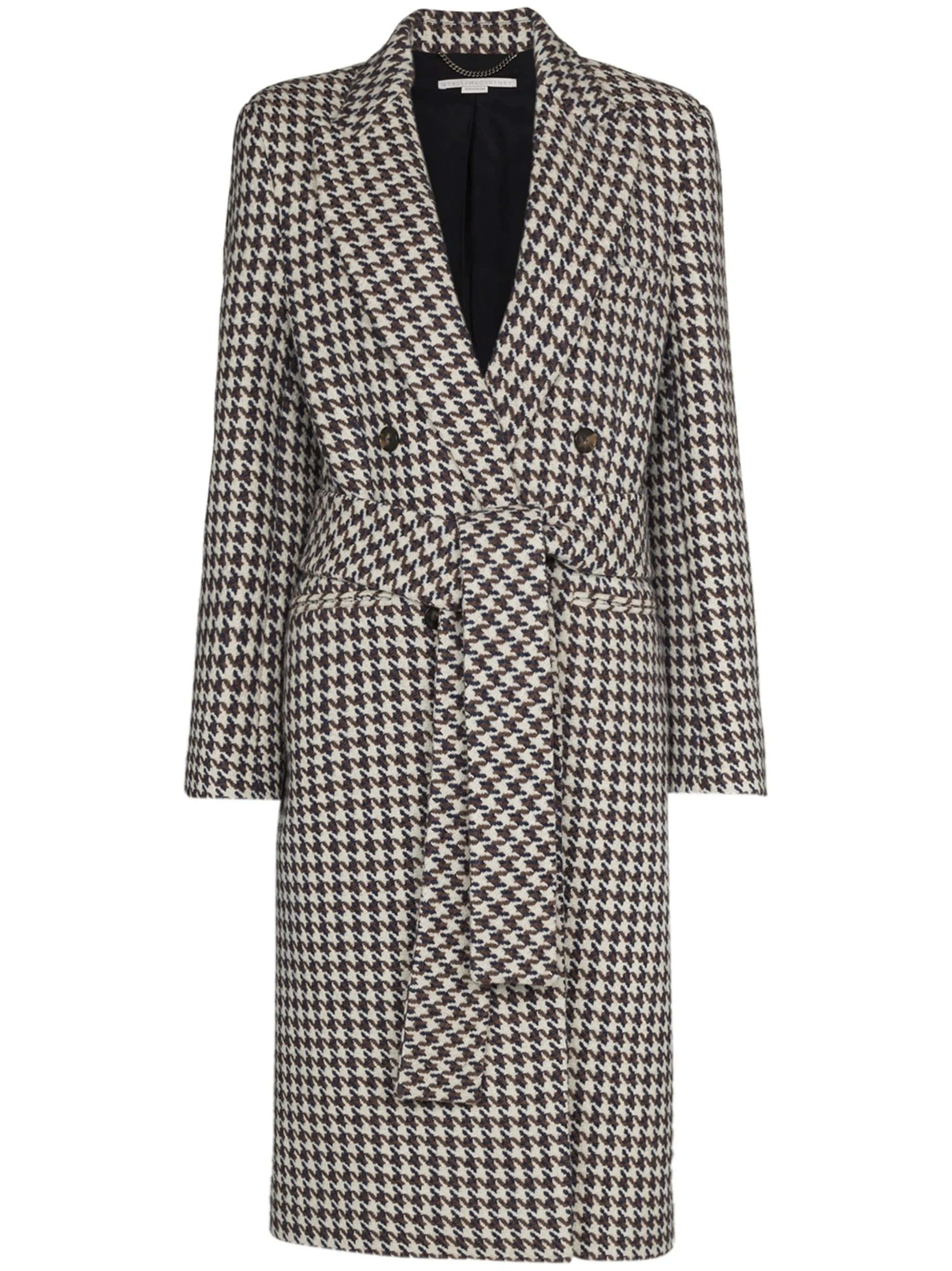 houndstooth-pattern double-breasted coat