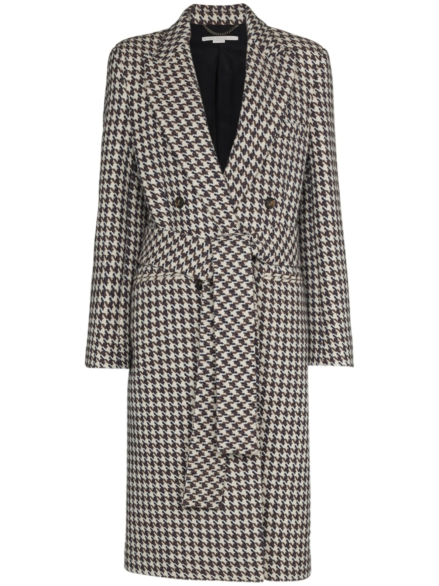 houndstooth-pattern double-breasted coat