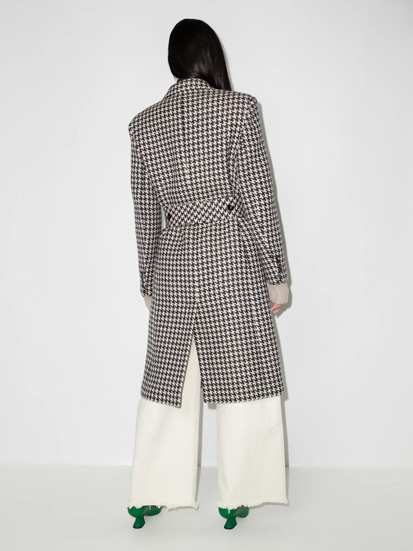 houndstooth-pattern double-breasted coat