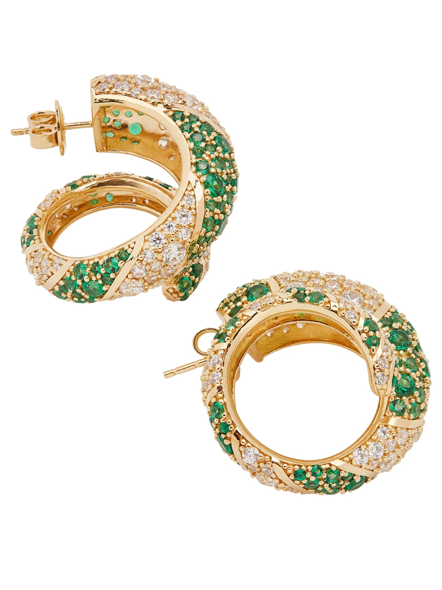 crystal-embellished twist hoop earrings