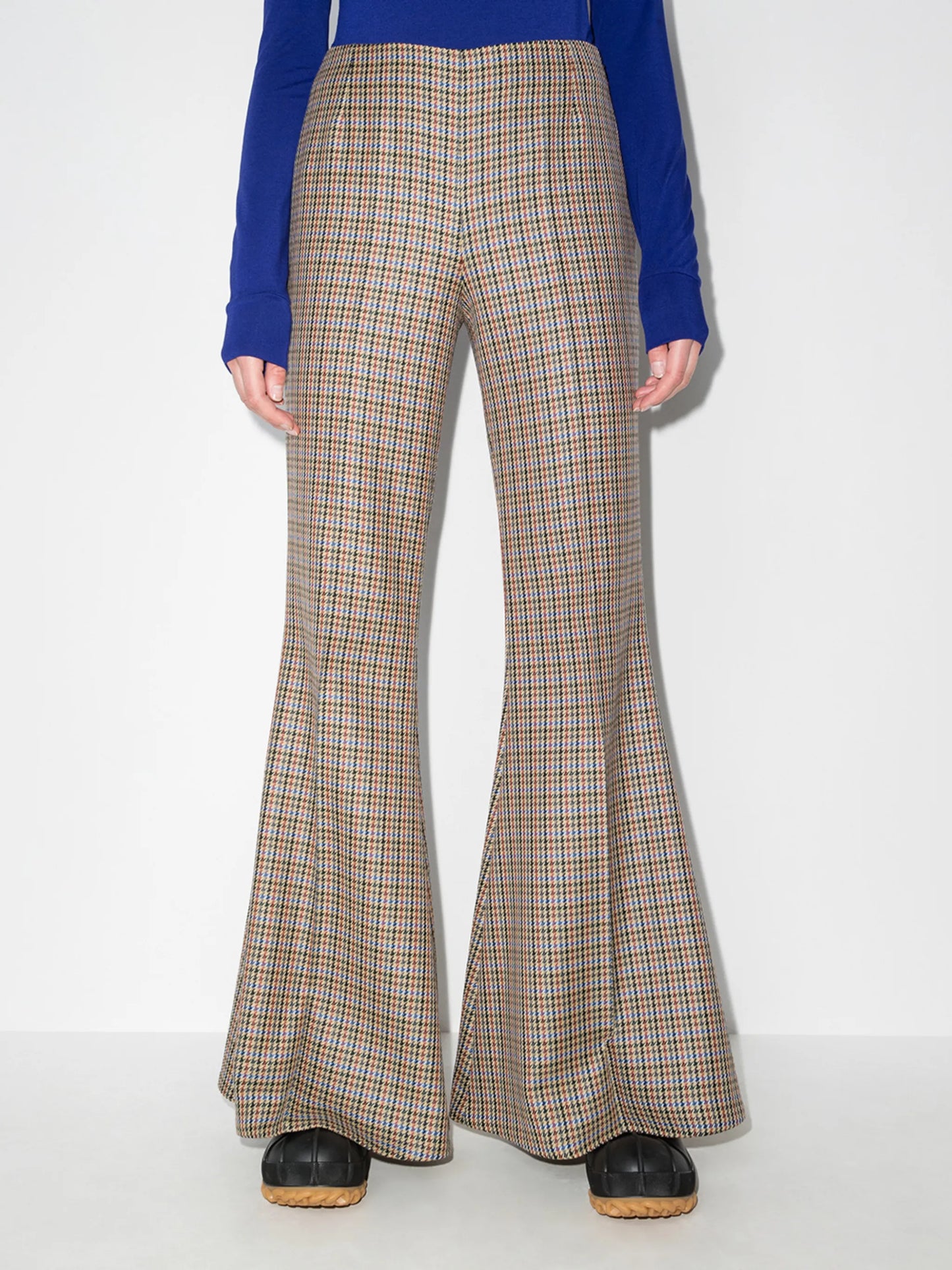 houndstooth-pattern flared trousers