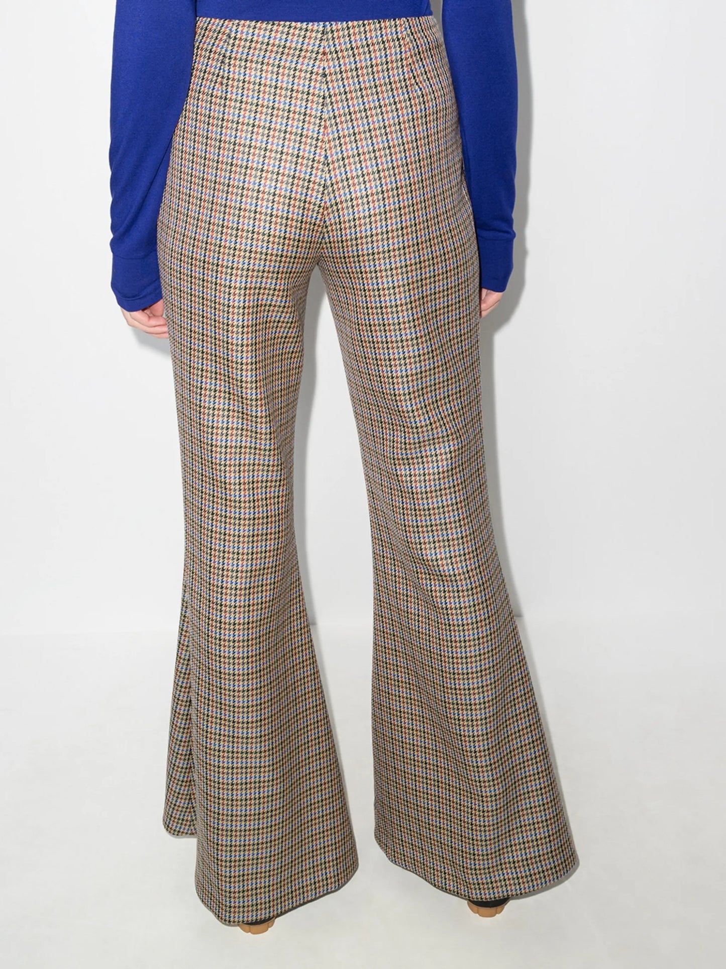 houndstooth-pattern flared trousers