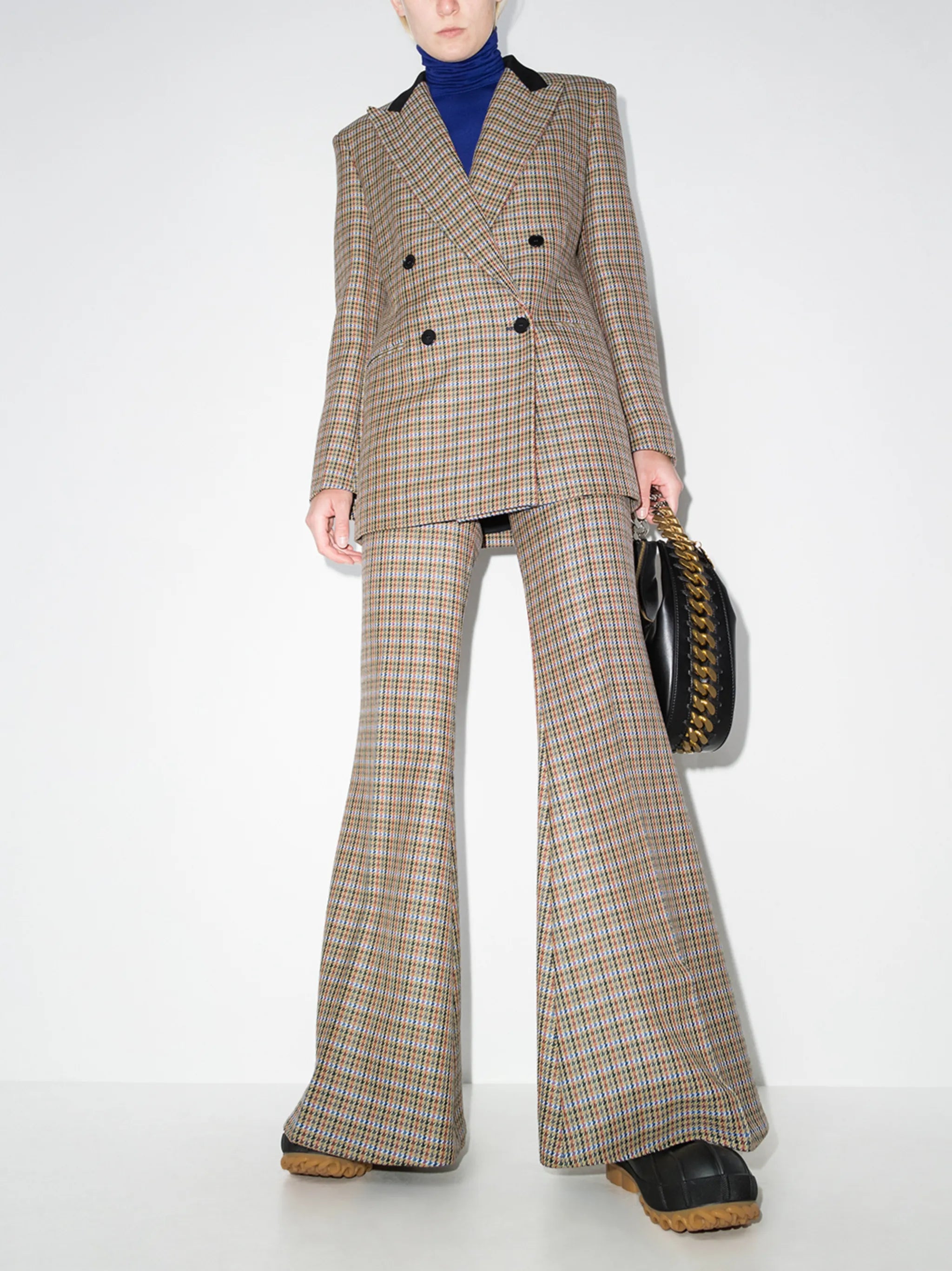 houndstooth-pattern flared trousers