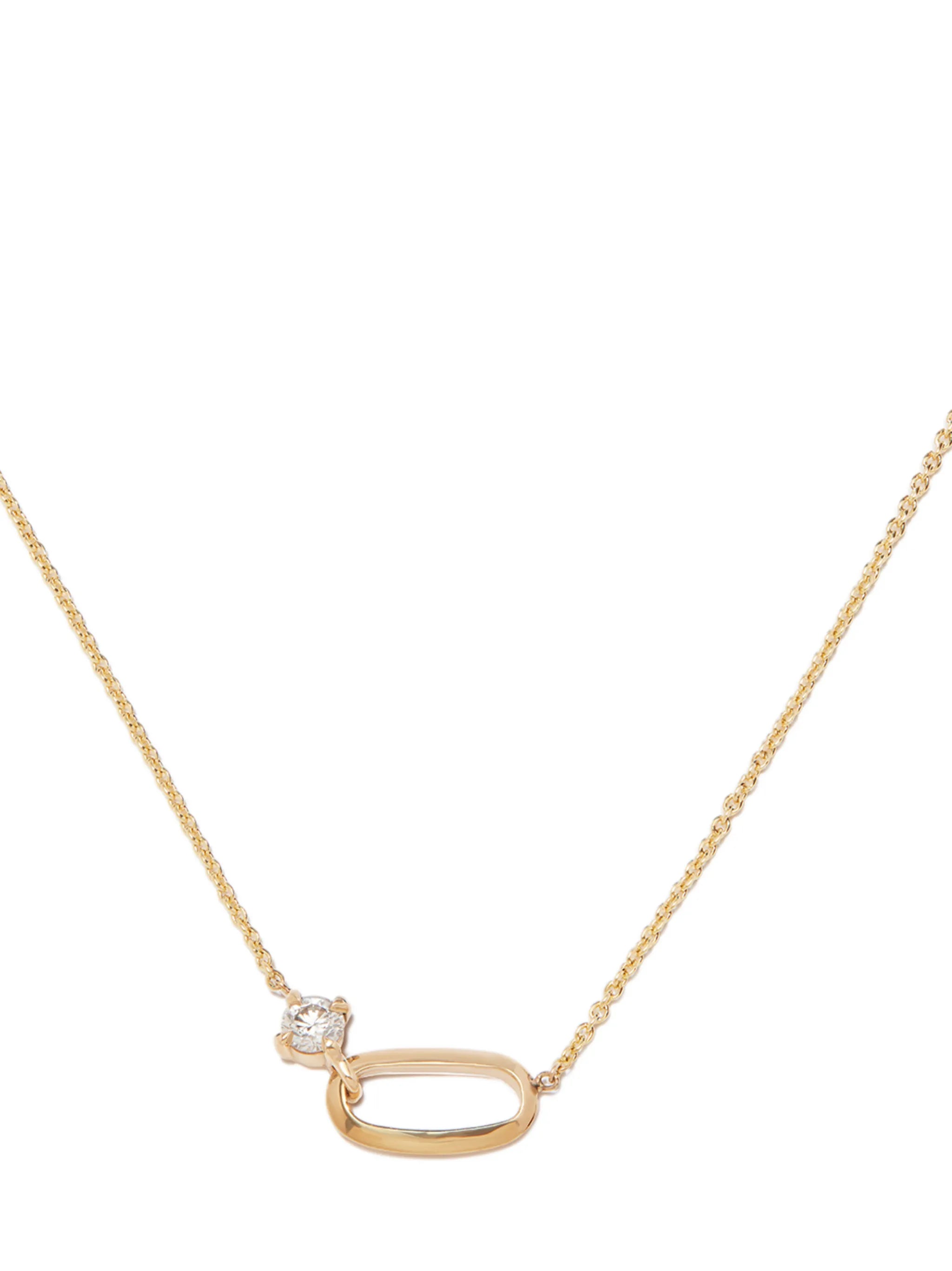18kt yellow fold diamond necklace