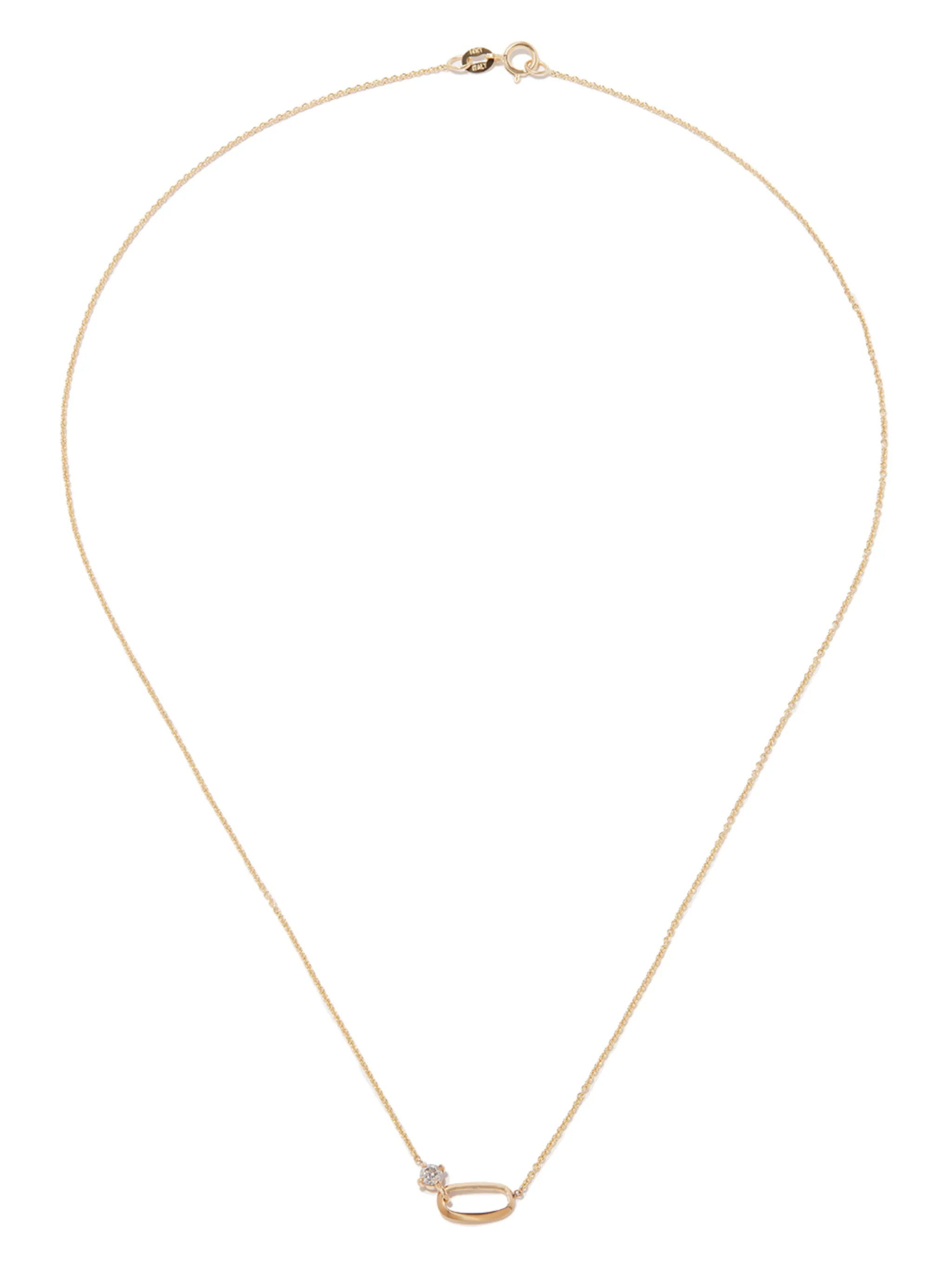 18kt yellow fold diamond necklace