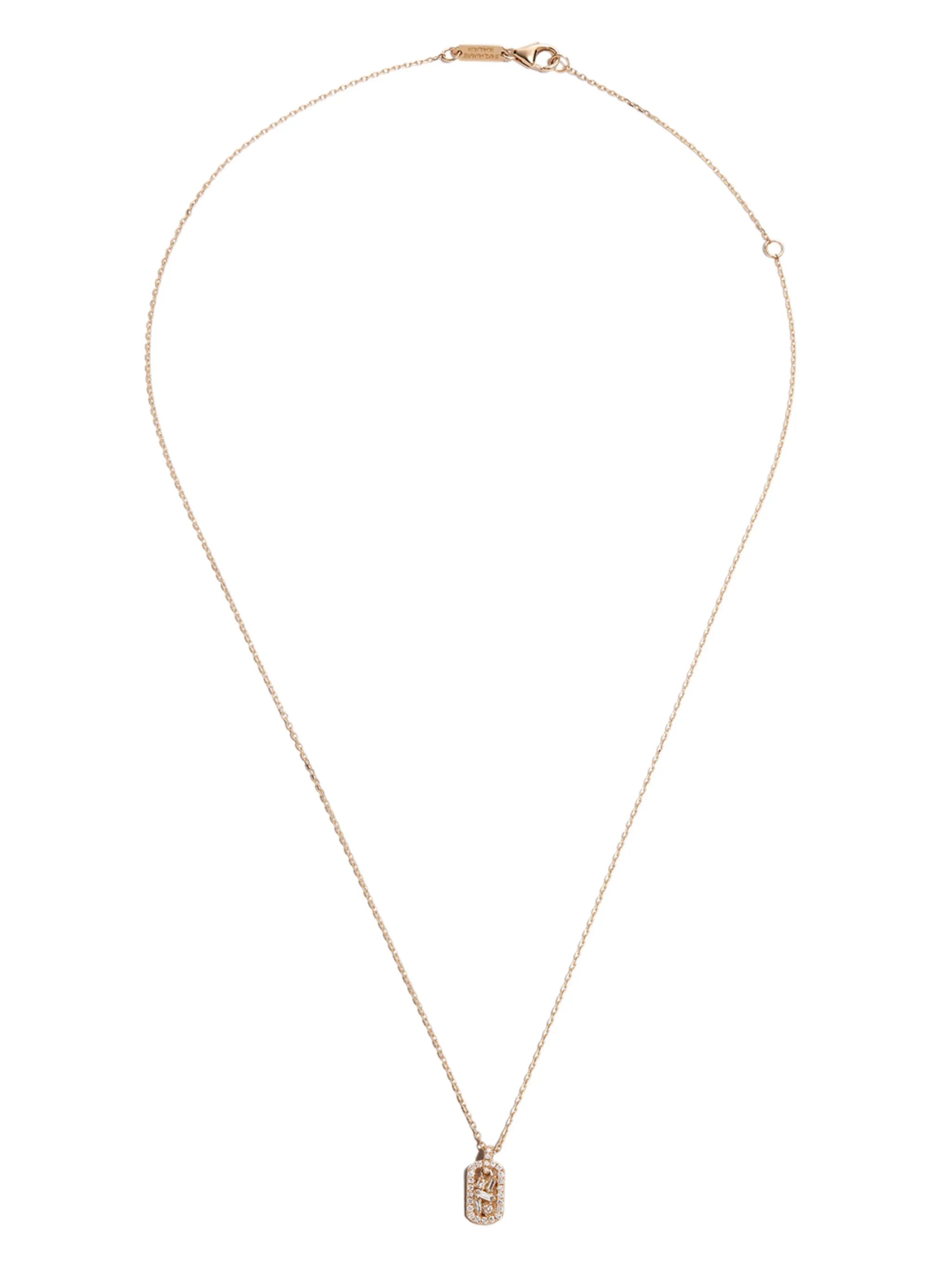 18kt yellow gold Baby Dog Tag diamond necklace