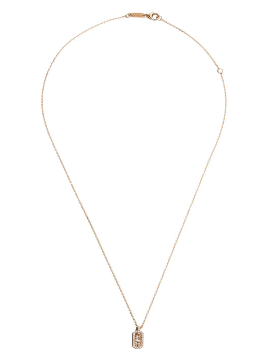 18kt yellow gold Baby Dog Tag diamond necklace