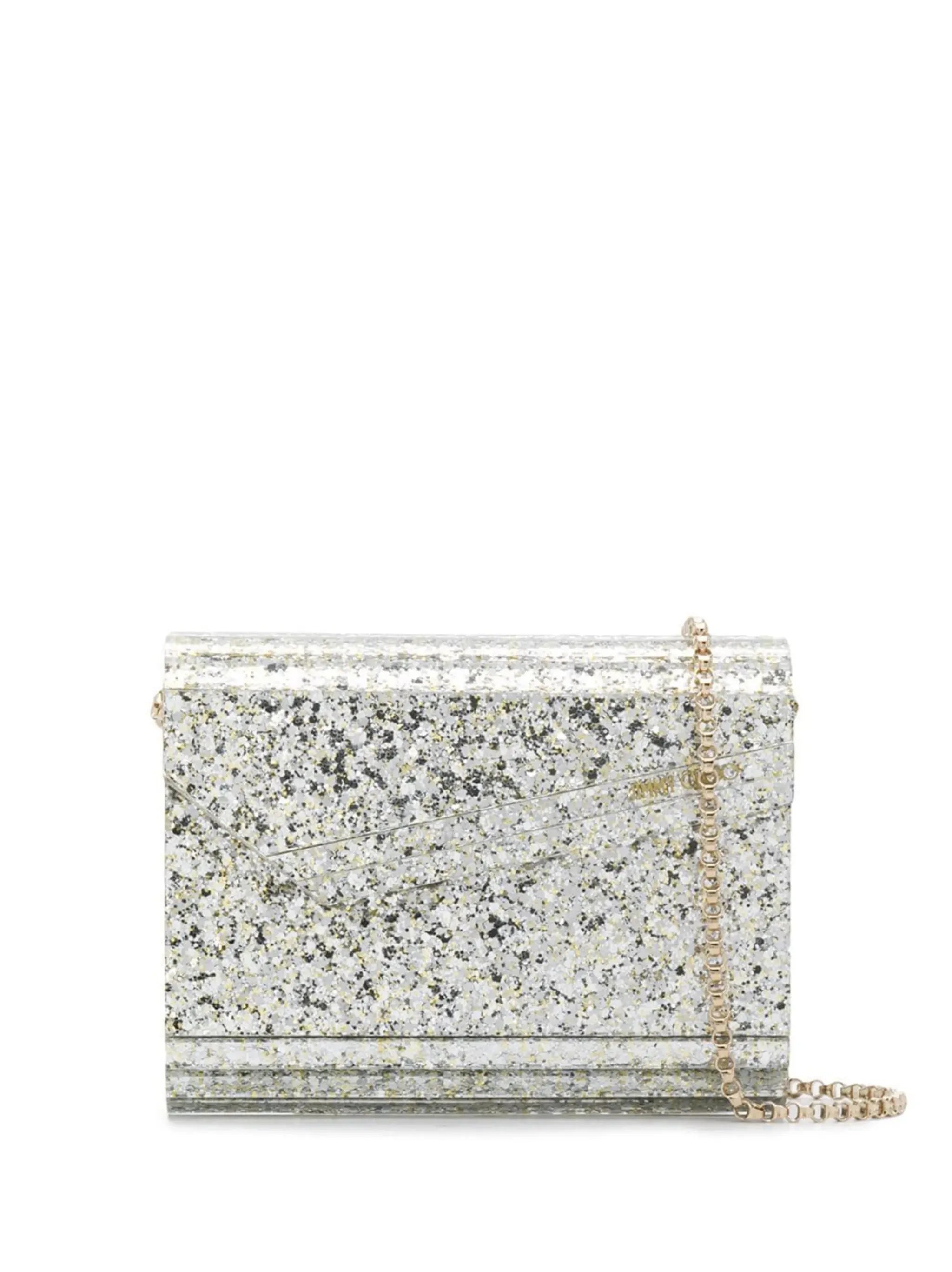 Candy glitter-effect clutch bag