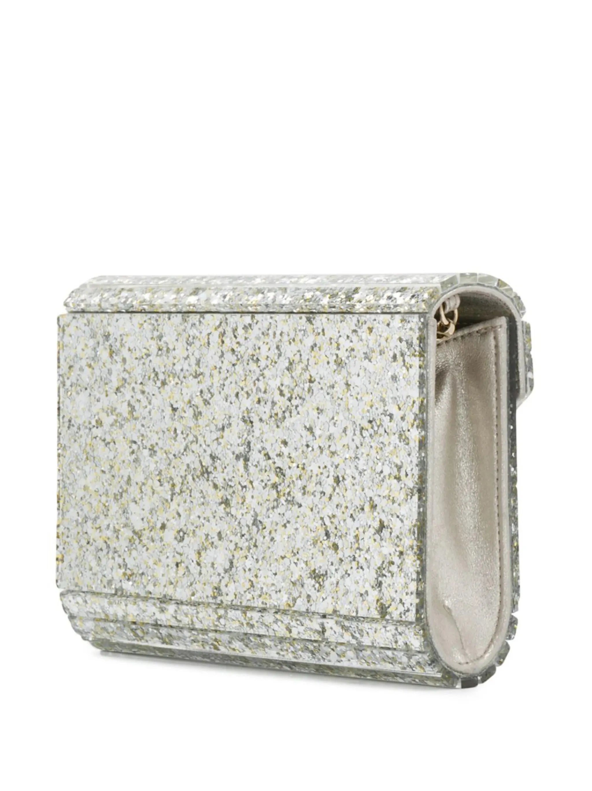 Candy glitter-effect clutch bag