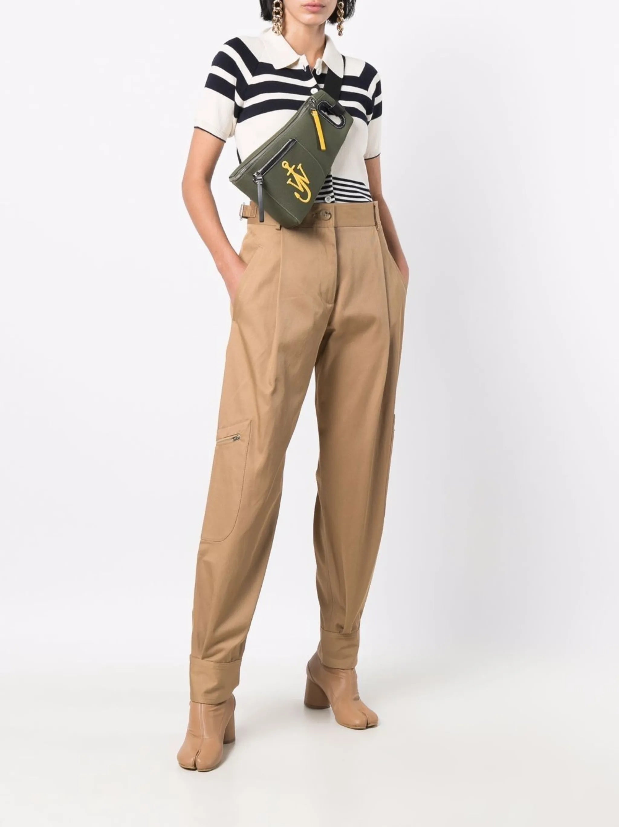 high-waist cargo trousers