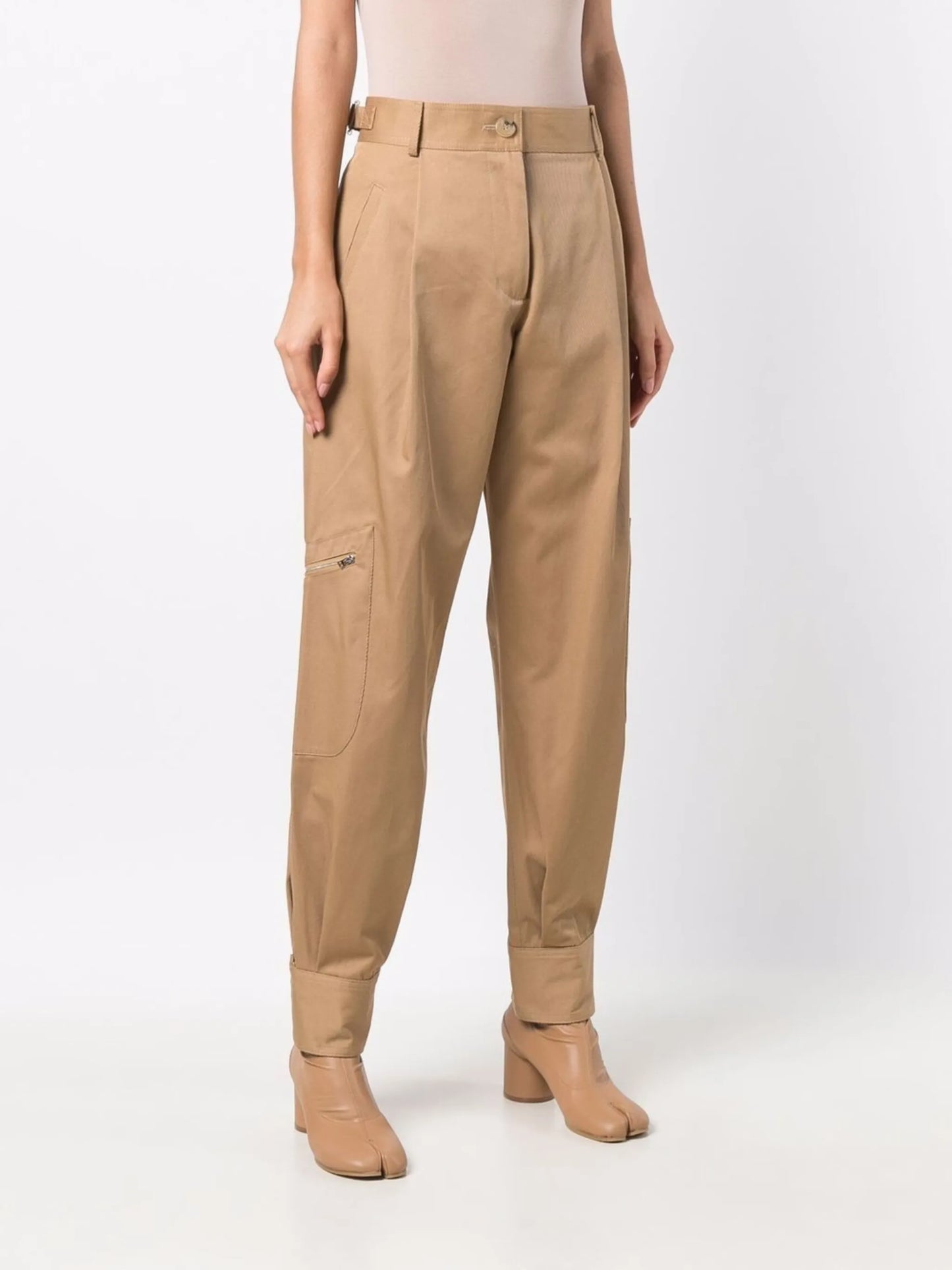 high-waist cargo trousers
