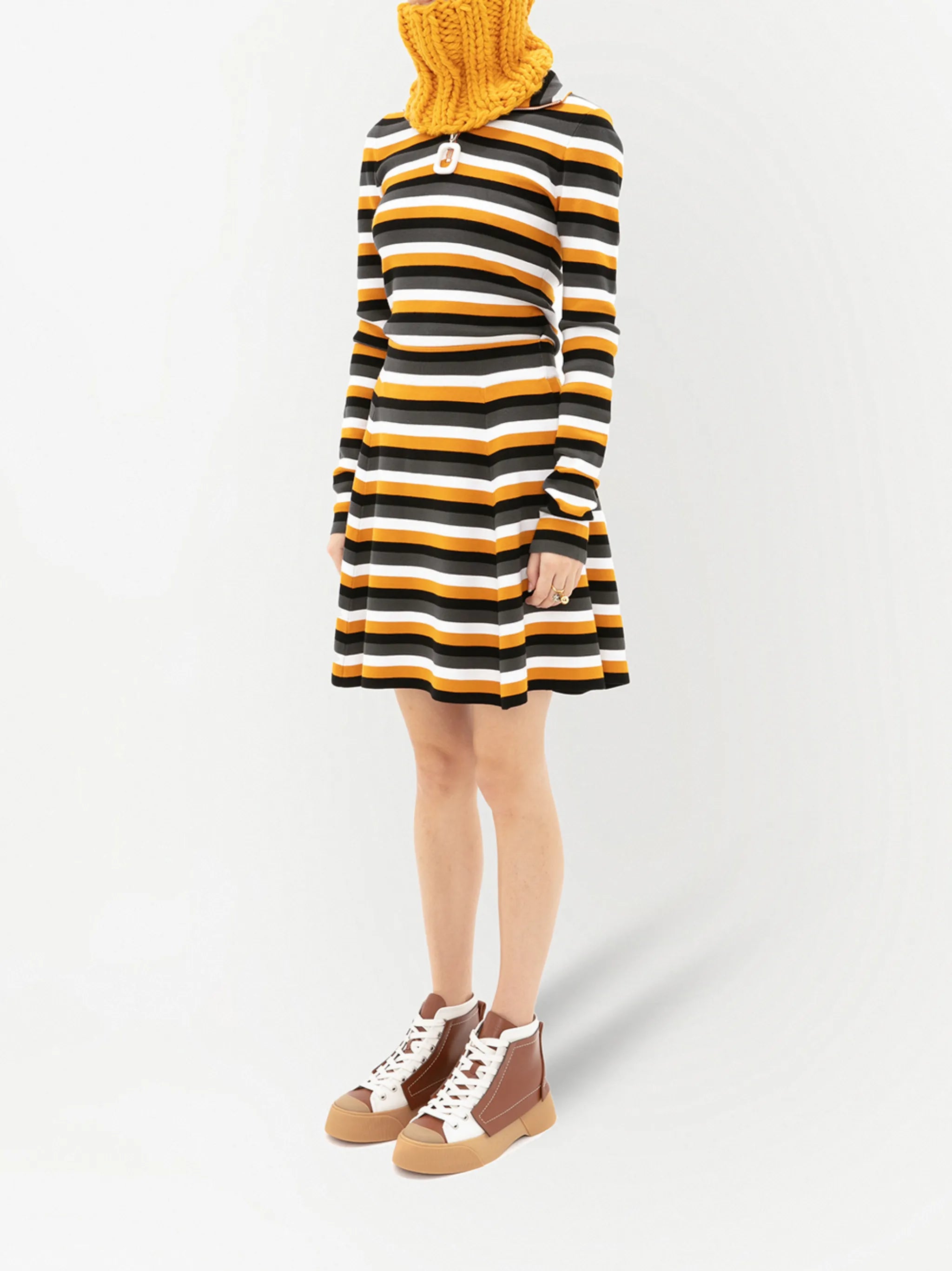 striped flared mini skirt