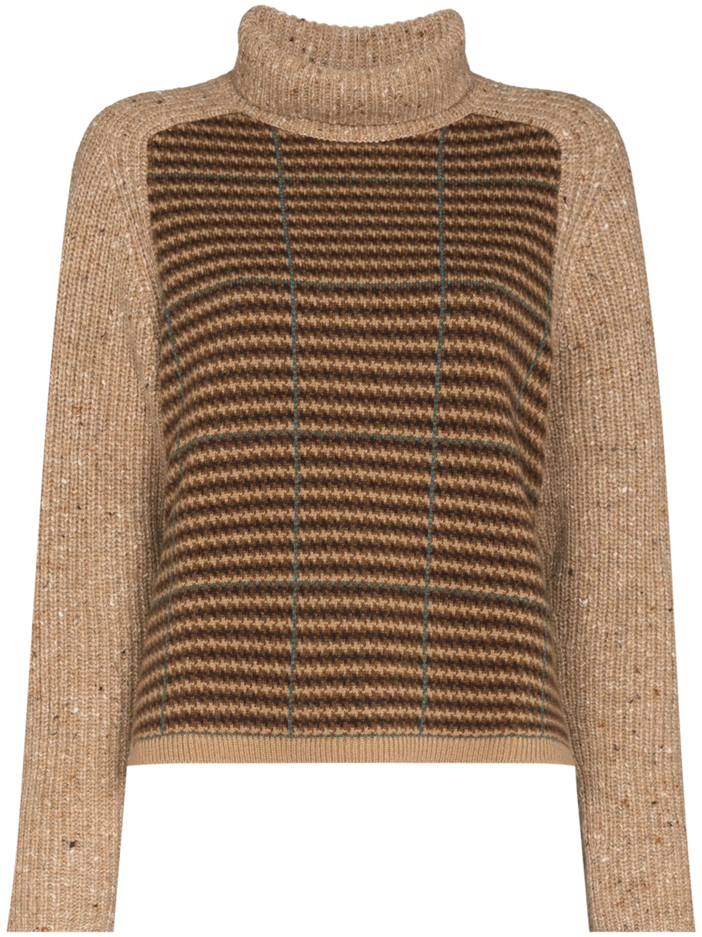 checked raglan sleeves jumper