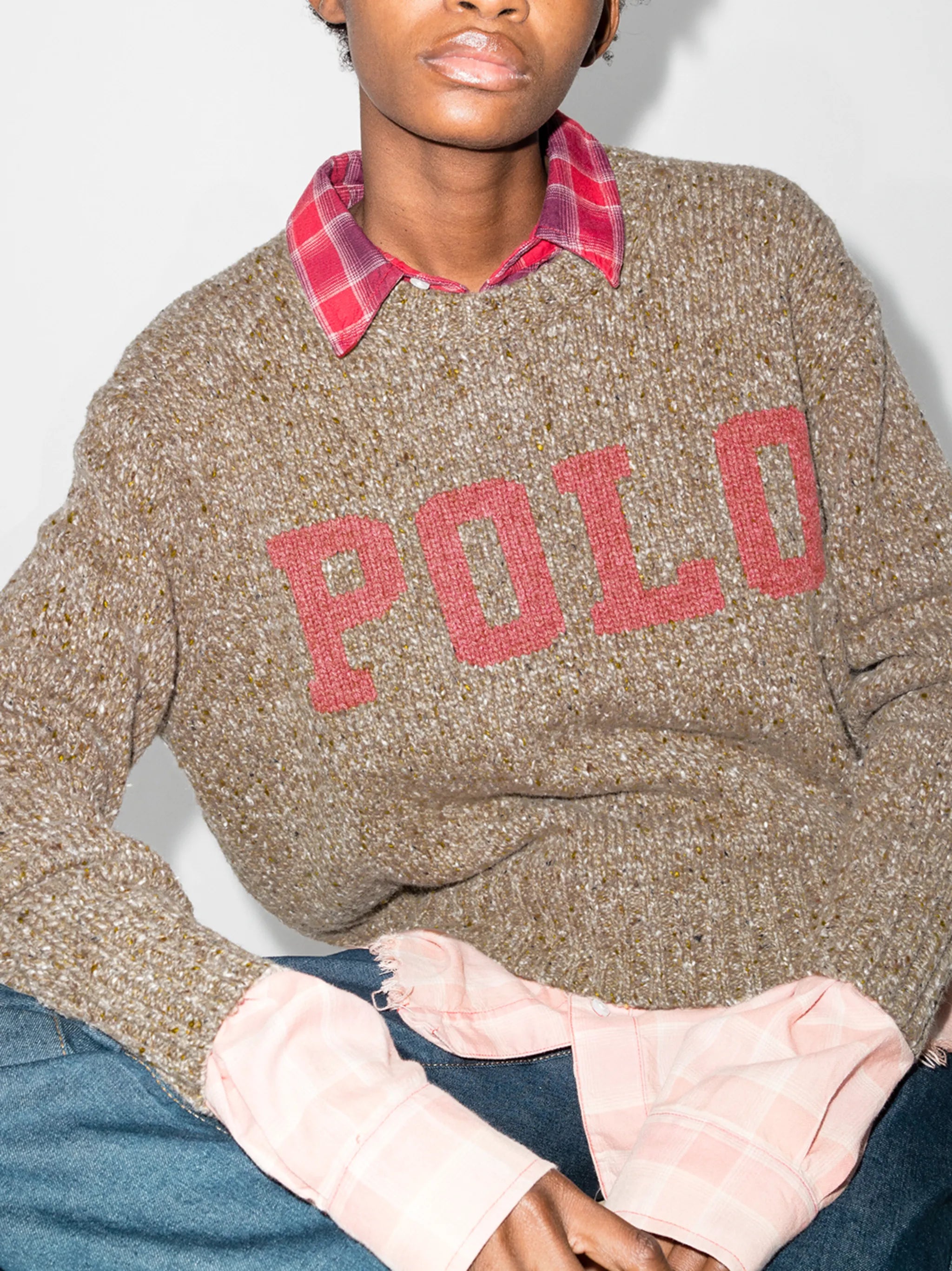 logo-print crew neck jumper