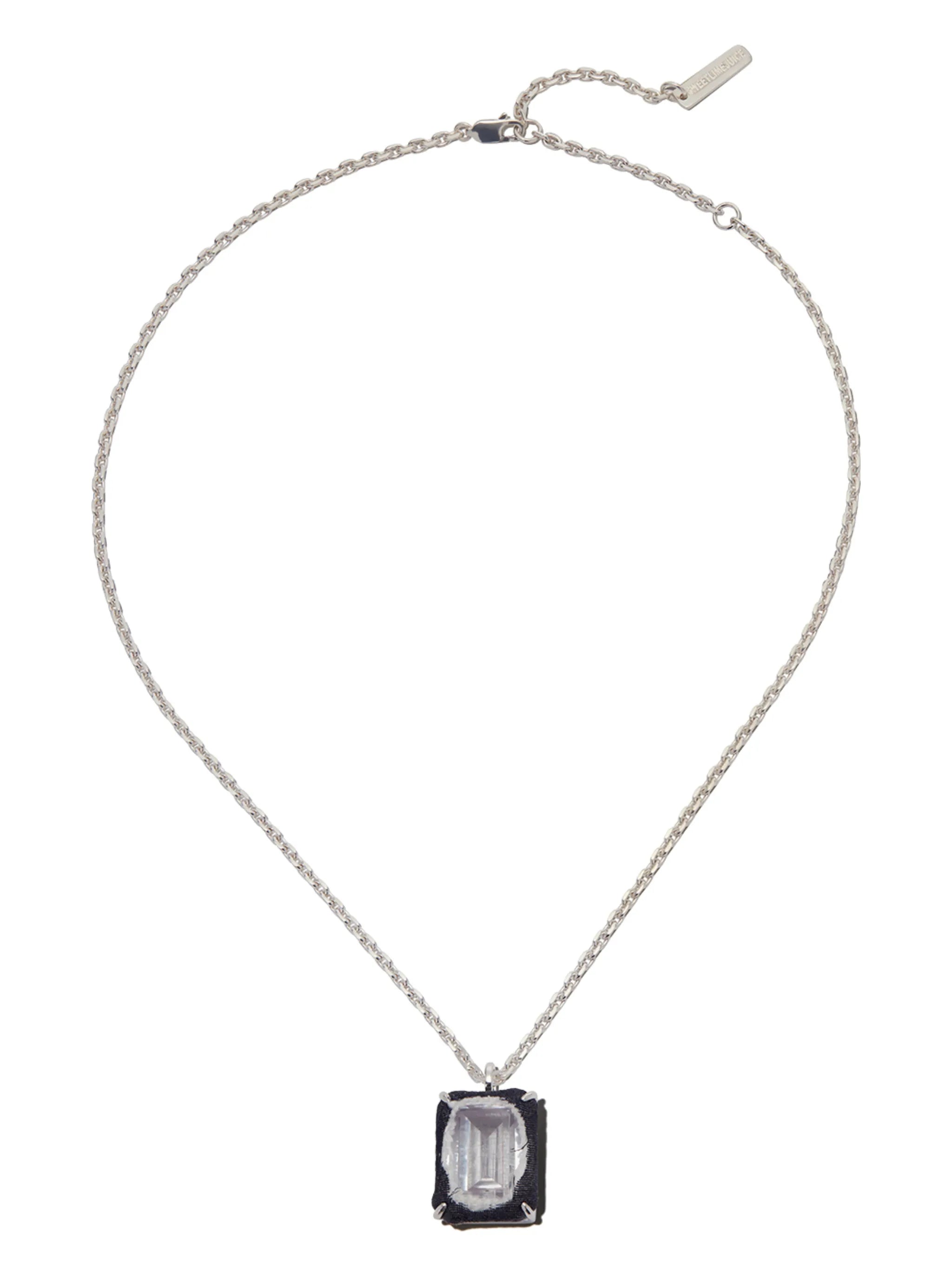 fabric and crystal pendant necklace