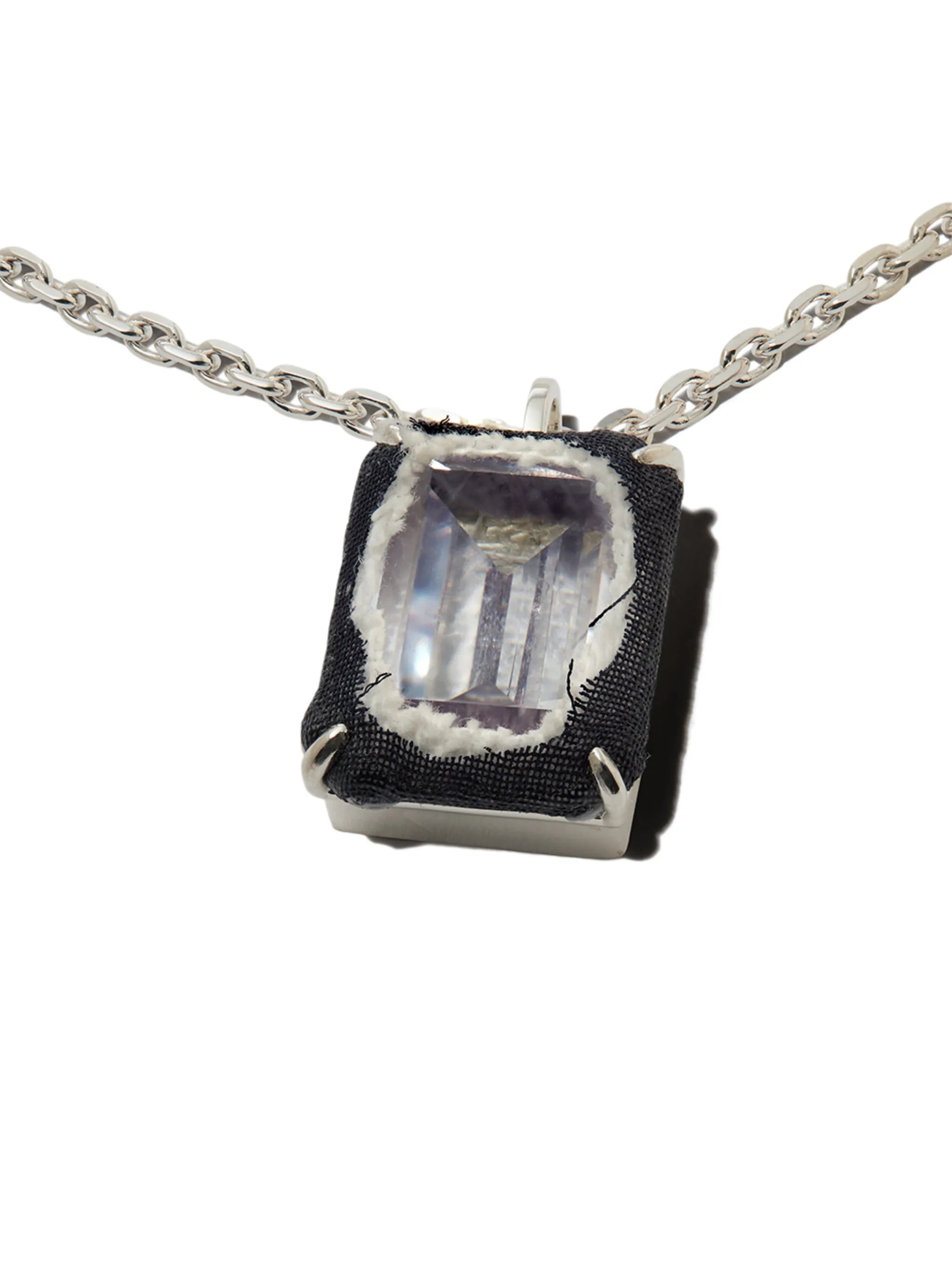 fabric and crystal pendant necklace