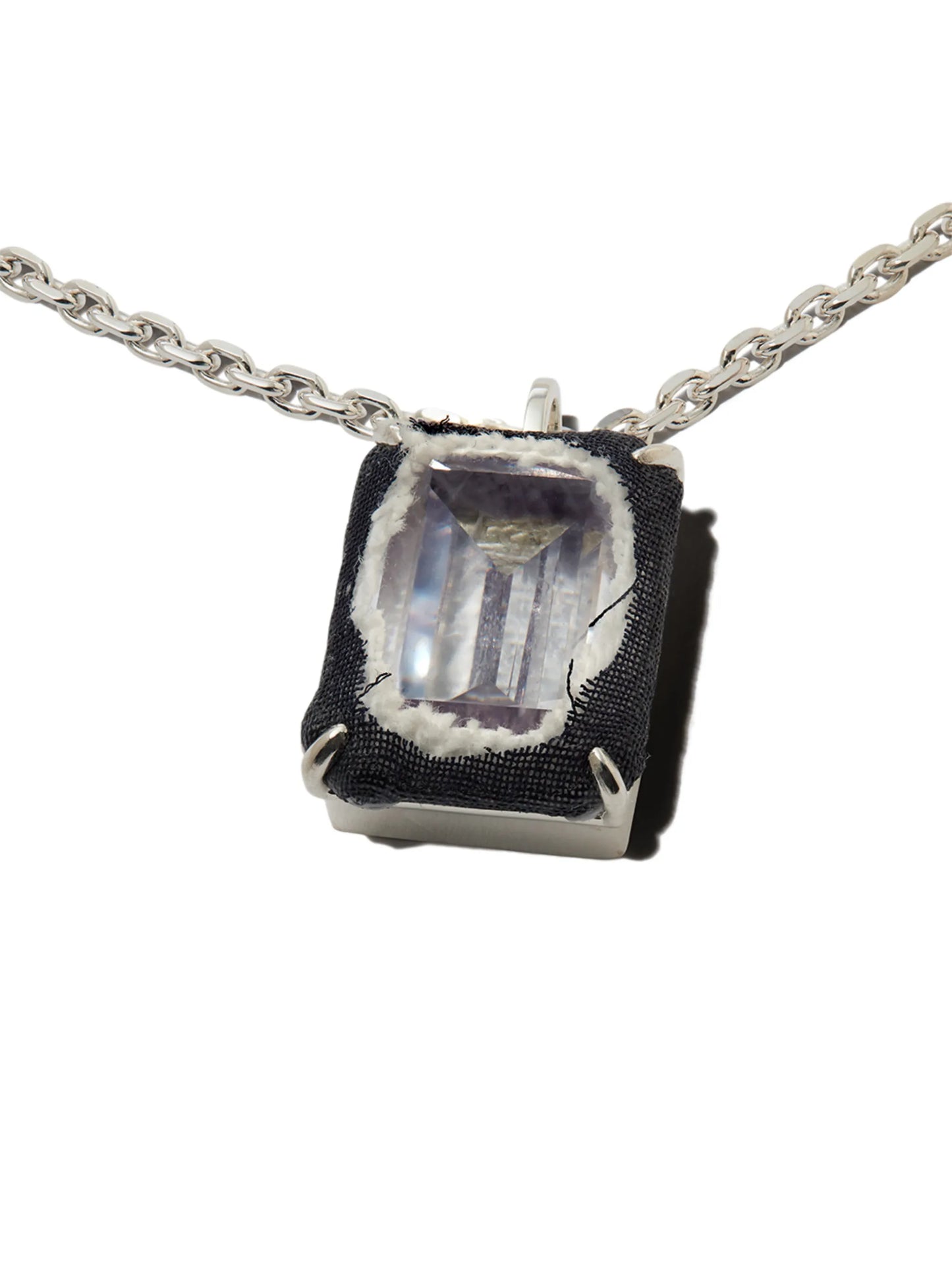 fabric and crystal pendant necklace