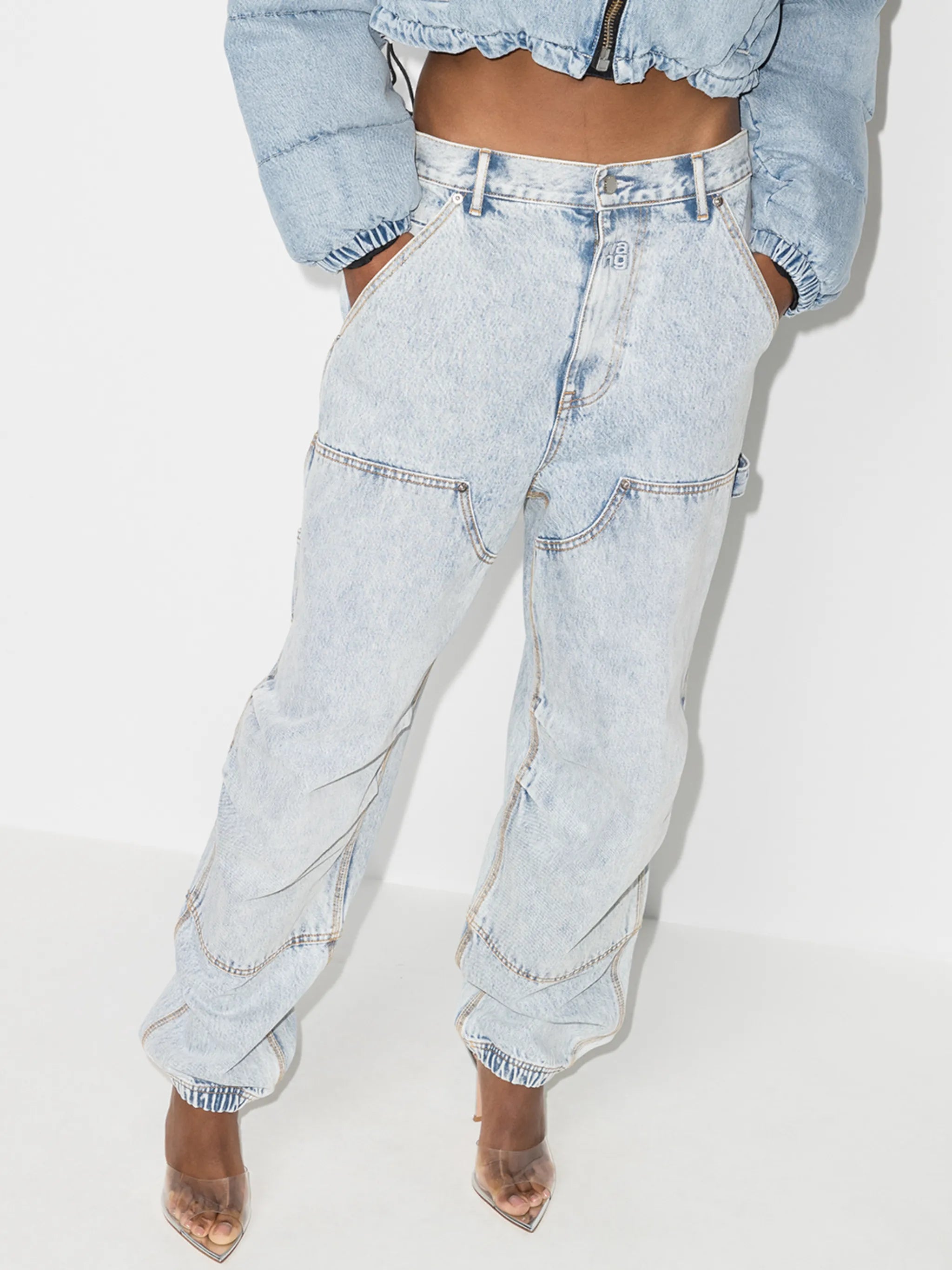 wide-leg panelled jeans
